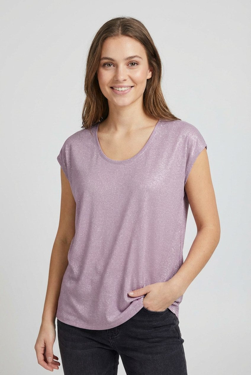 pieces Kurzarmshirt PCALICE SS GLITTER TEE JRS NOOS BC Viskosemischung, loose fit