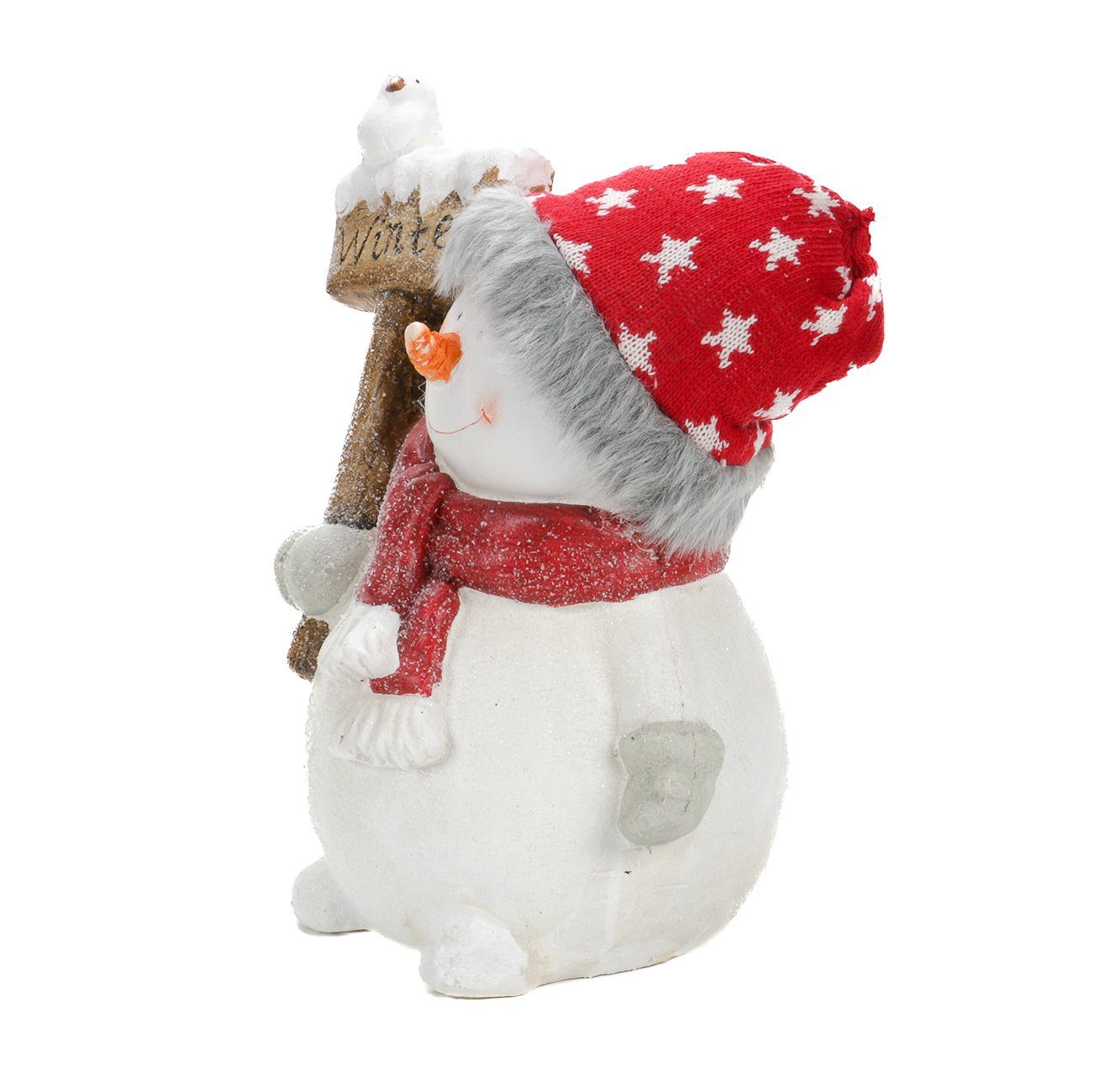 Bubble-Store Weihnachtsfigur Schneemänner mit Kunsthaaren und echter Strickmütze (Weihnachtsdekoration Winter Schneemann), Glitzernder Schneemänner Figur