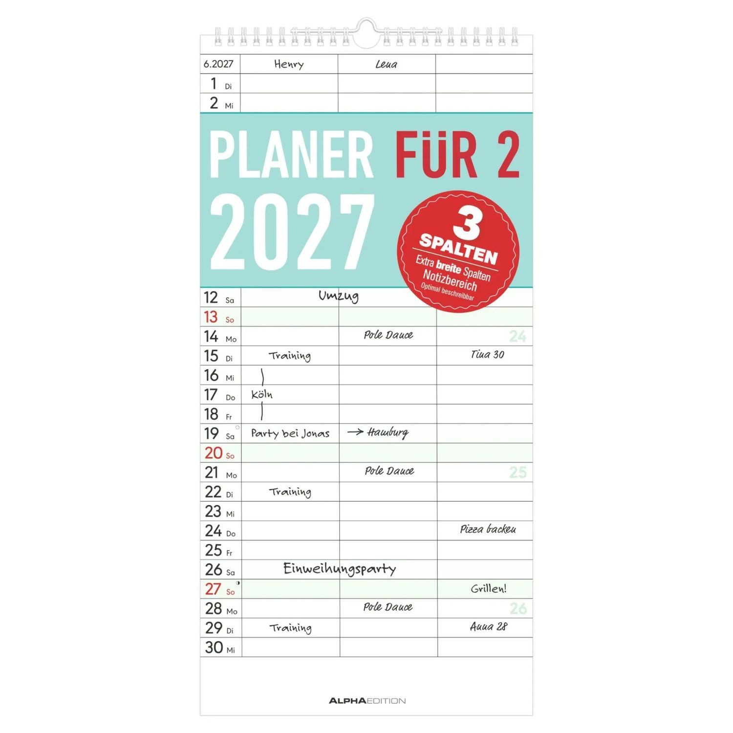 NEUMANN Wandkalender Planer für zwei 2027