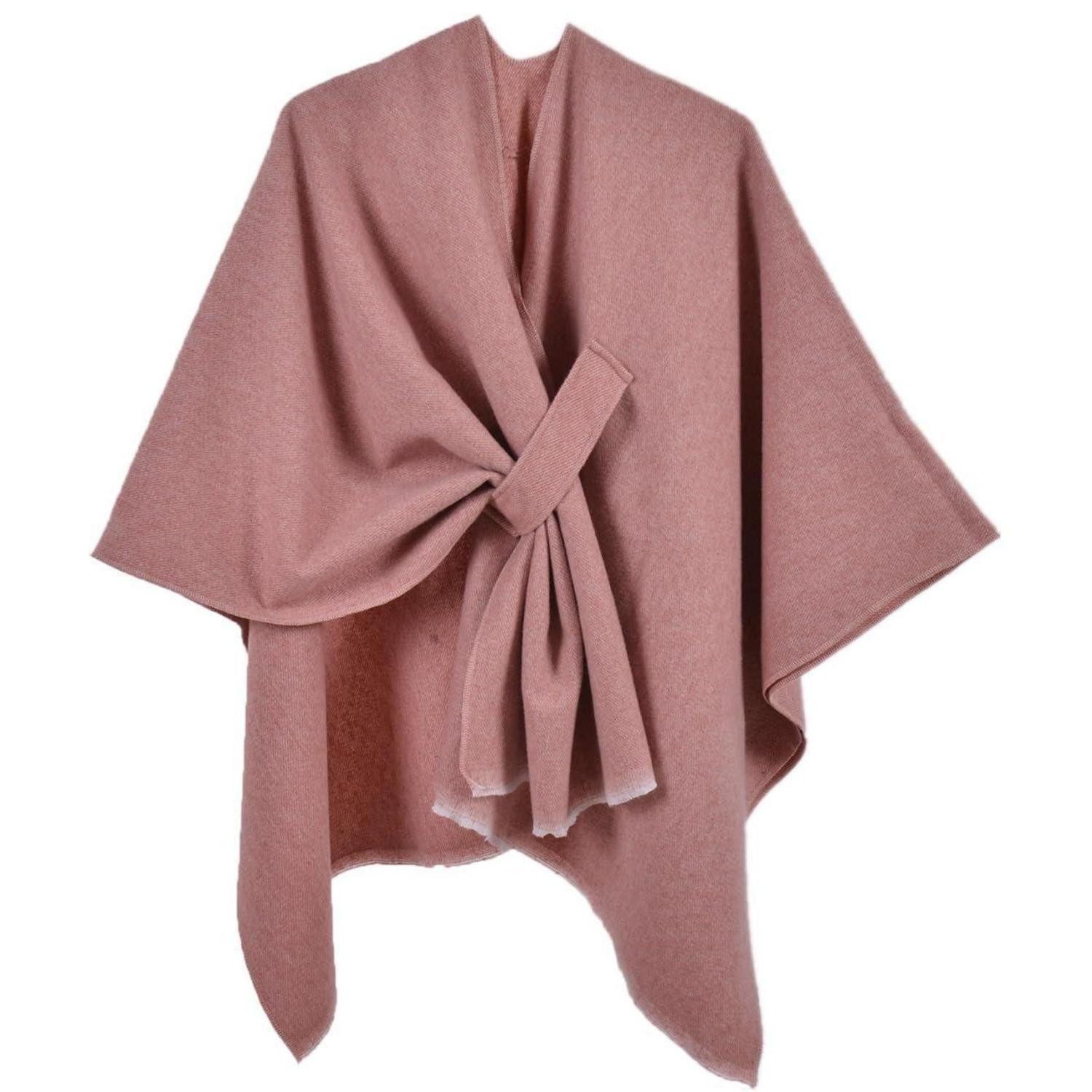 LuxusKollektion Strickschal Poncho Damen Strick Cape Decke Rose