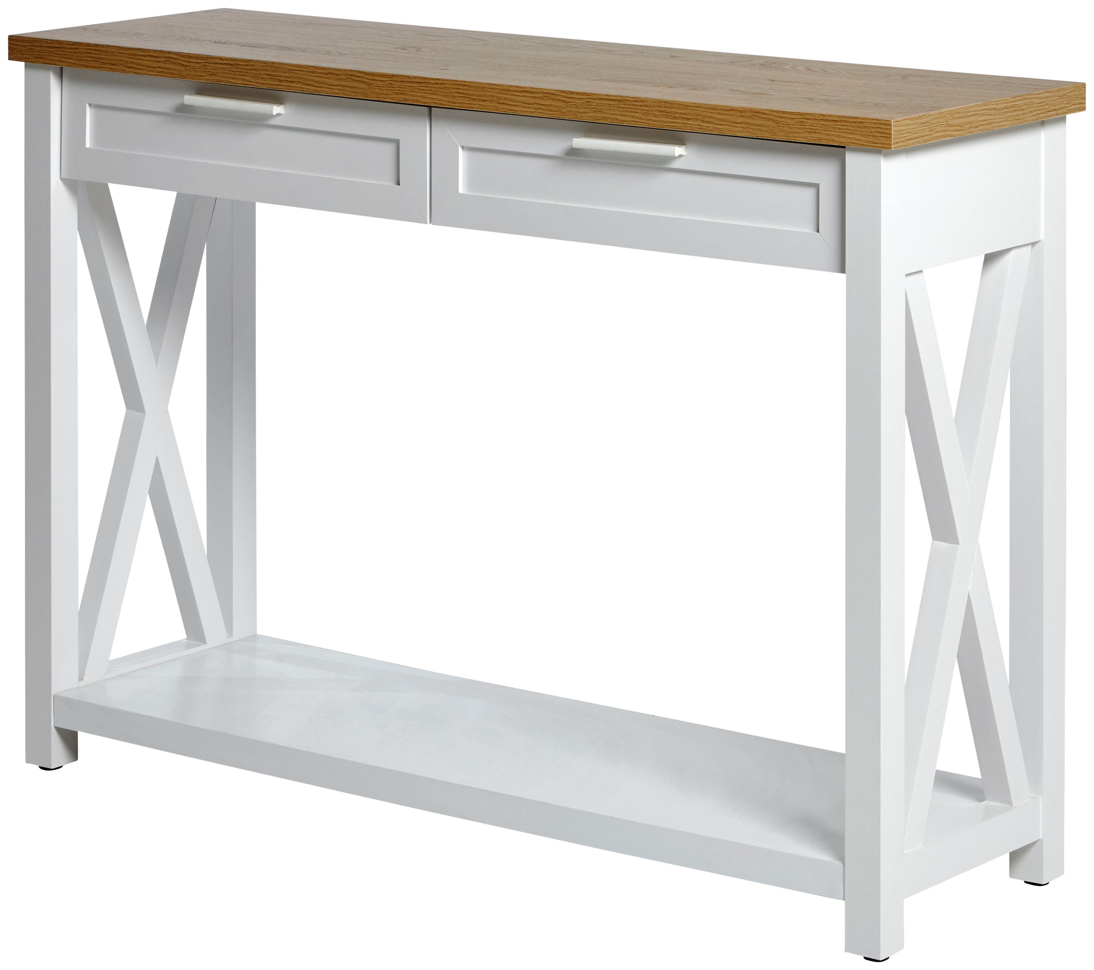 Jahnke Konsolentisch Chalet (1-St), Konsolentisch mit 2 Schubladen und Ablage, Landhausstil, X-Design