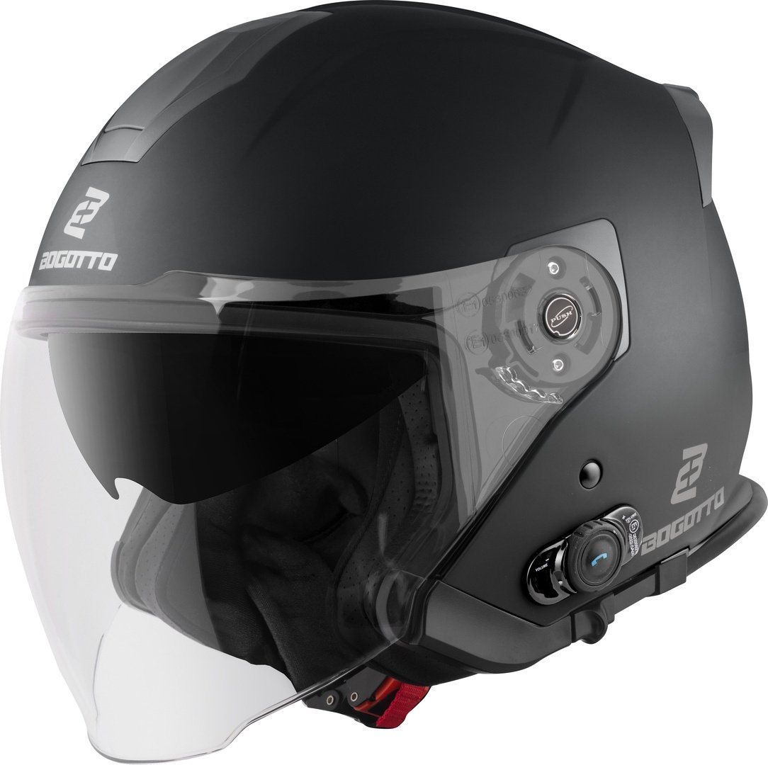 Bogotto Motorradhelm H586 BT Solid Bluetooth Jethelm, Integriertes Kommunikationssystem,geeignet Für Brillenträger,hera