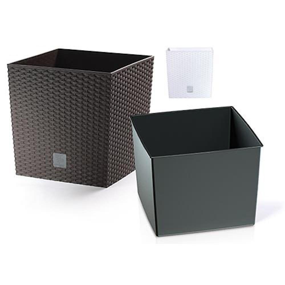 PROREGAL® Blumentopf Blumentopf Rattan Quadrat 320x320x 325mm 32Lit Rato niedrig, braun