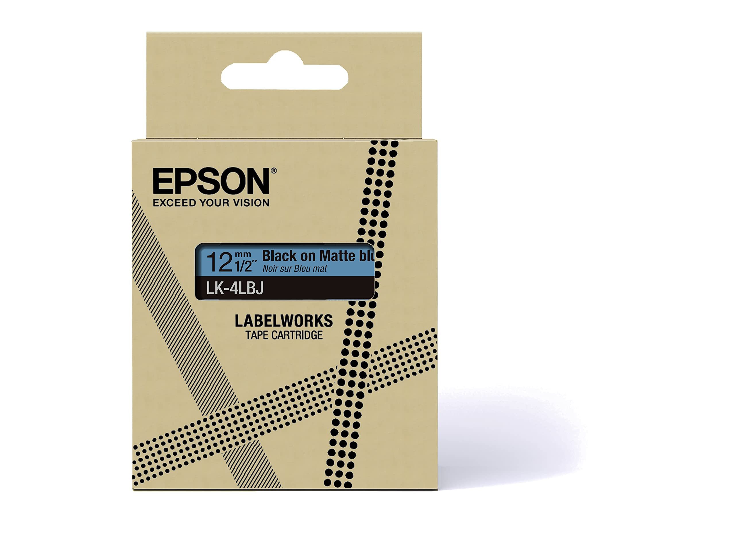 Epson Beschriftungsband LK-4LBJ C53S672080, 1,2 cm Breite, Schwarz/Blau Schrift