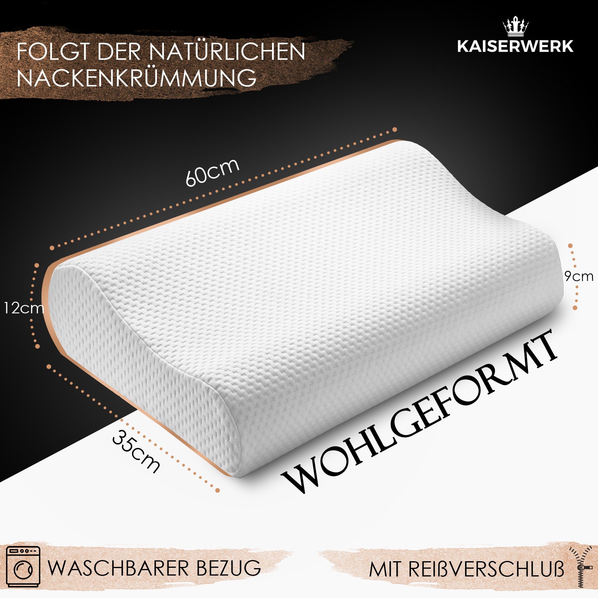 KAISERWERK Visko-Kissen, Ergonomisches Kopfkissen, Nackenstützkissen, Micro günstig online kaufen