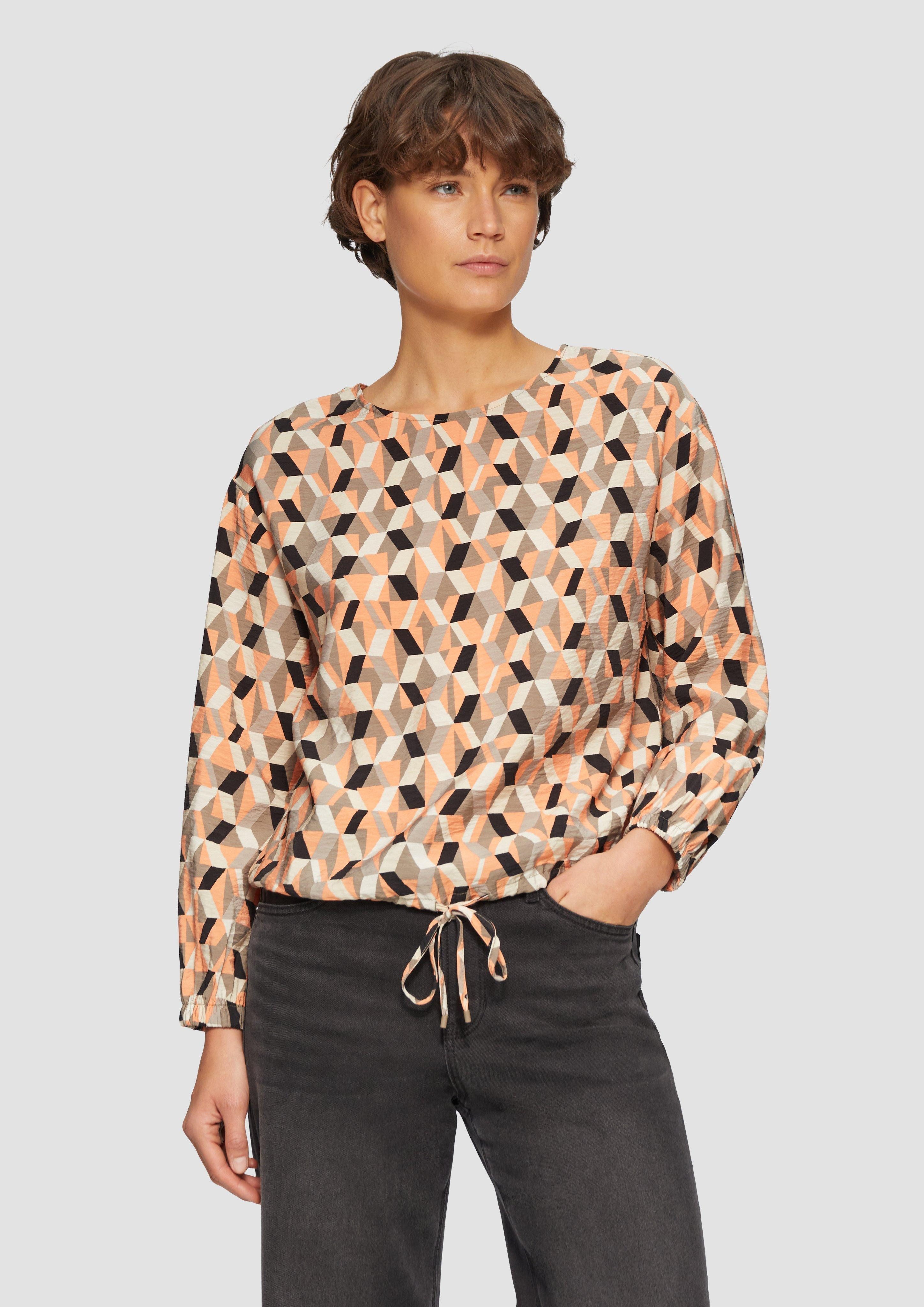 Langarmbluse Viskosemix-Bluse in O-Shape