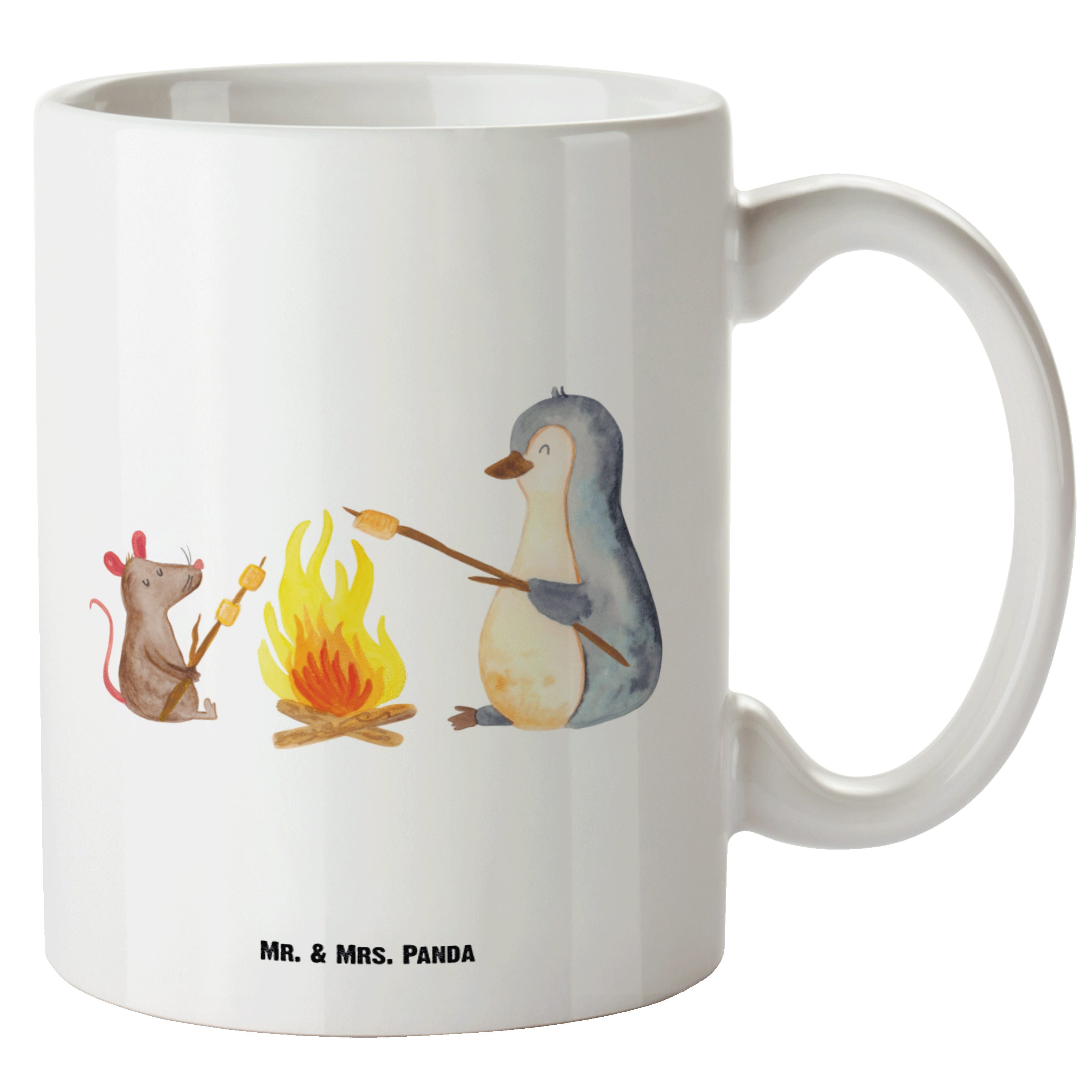 & Maus, Geschenk, Keramik Marshmallows, Tasse Mr. - - Panda Mrs. XL Pinguin Lagerfeuer Tasse Weiß Tasse, Große