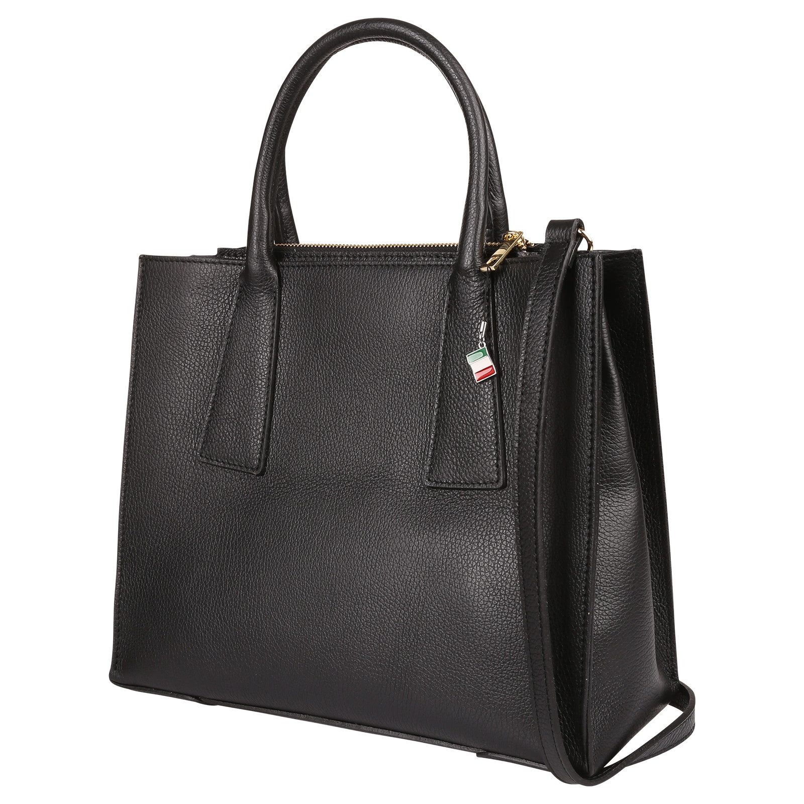 FLORENCE Handtasche Florence Damen Handtasche Leder Tasche (Handtasche), Damen Handtasche Leder, schwarz ca. 32cm x 27cm hoch