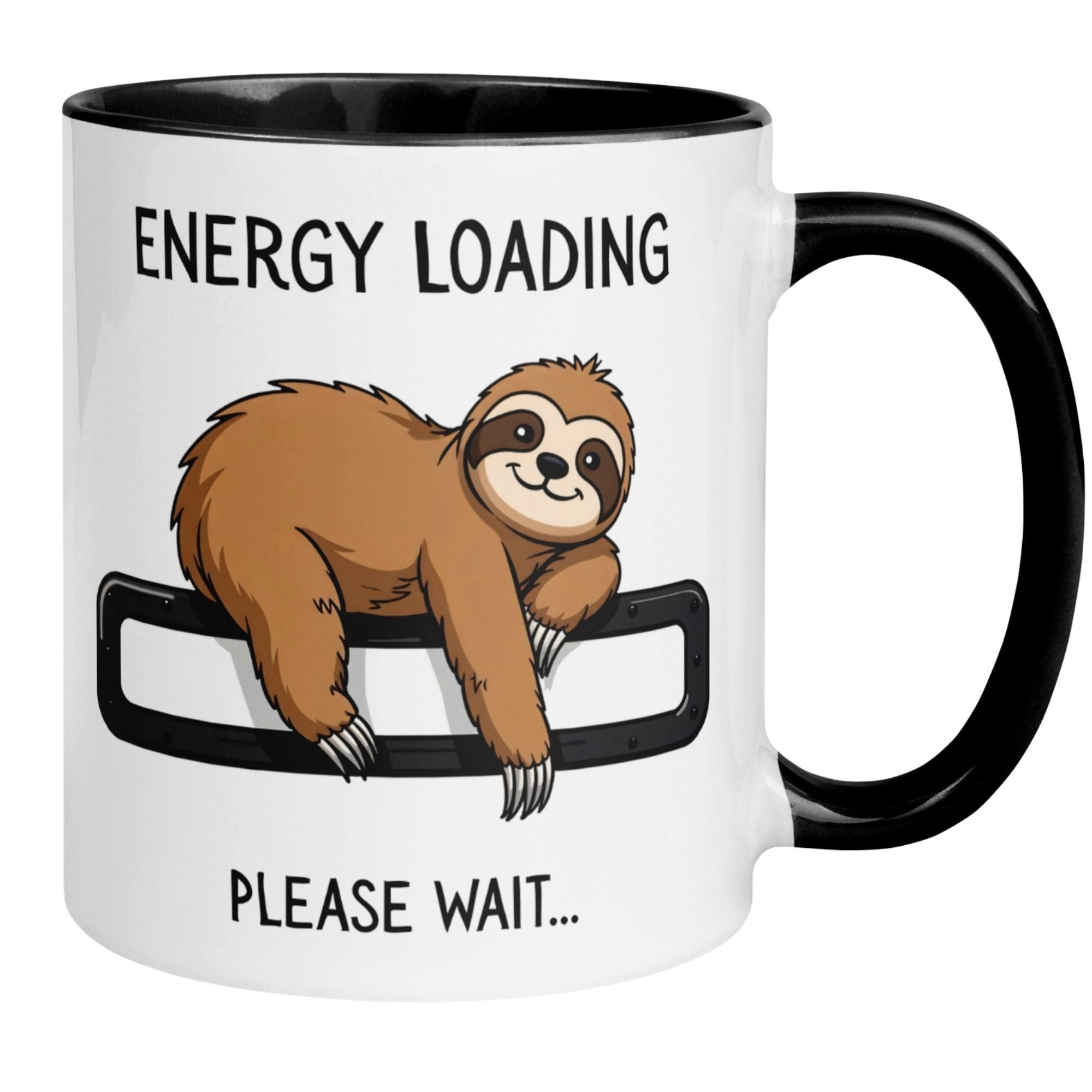 Momentals Tasse Faultier – „ENERGY LOADING – PLEASE WAIT“ – Morgenmuffel Geschenkidee, Gratis Versand · Links-&Rechtshänder · Spülmaschinenfest