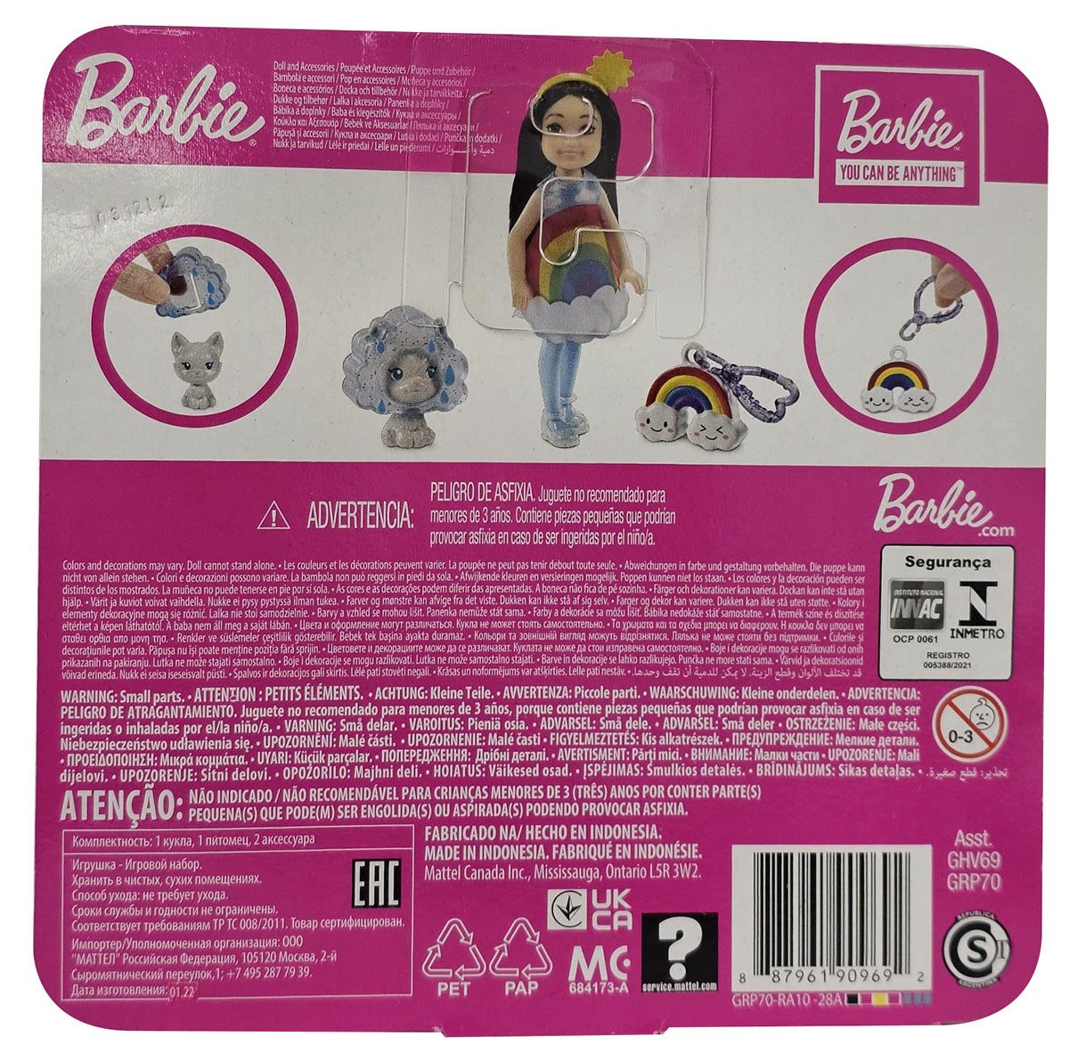 Barbie Spielfigur 2er-Set Barbie You Can be Anything GRP70 Puppe mit Regenbogen Outfit u