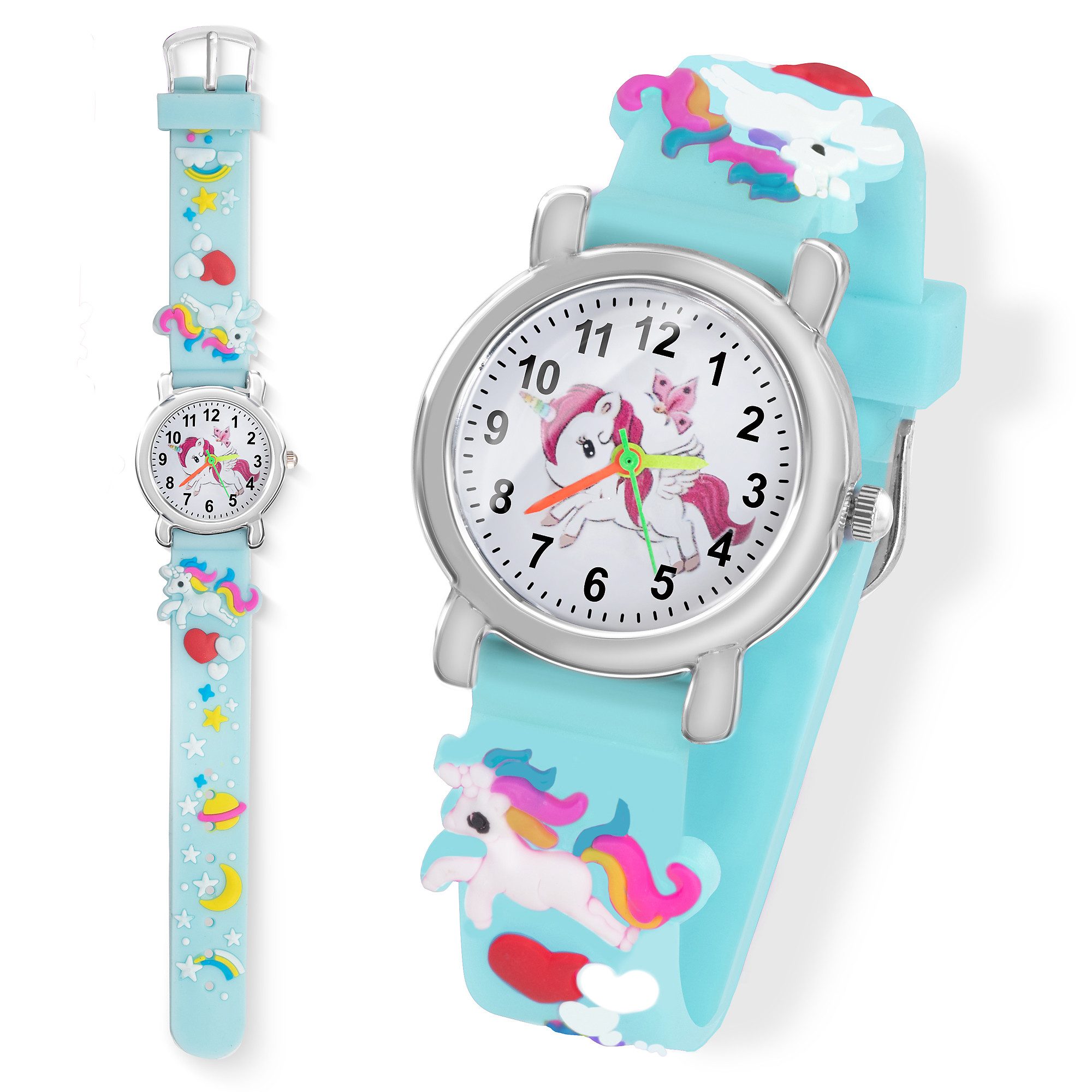 Taffstyle Quarzuhr Kinder Armbanduhr Einhorn Silikonuhr für Mädchen und Jungen, (Mädchen Jungen Sportuhr Bunte Kinderuhr Farbige Lernuhr Silikonuhr Süß)