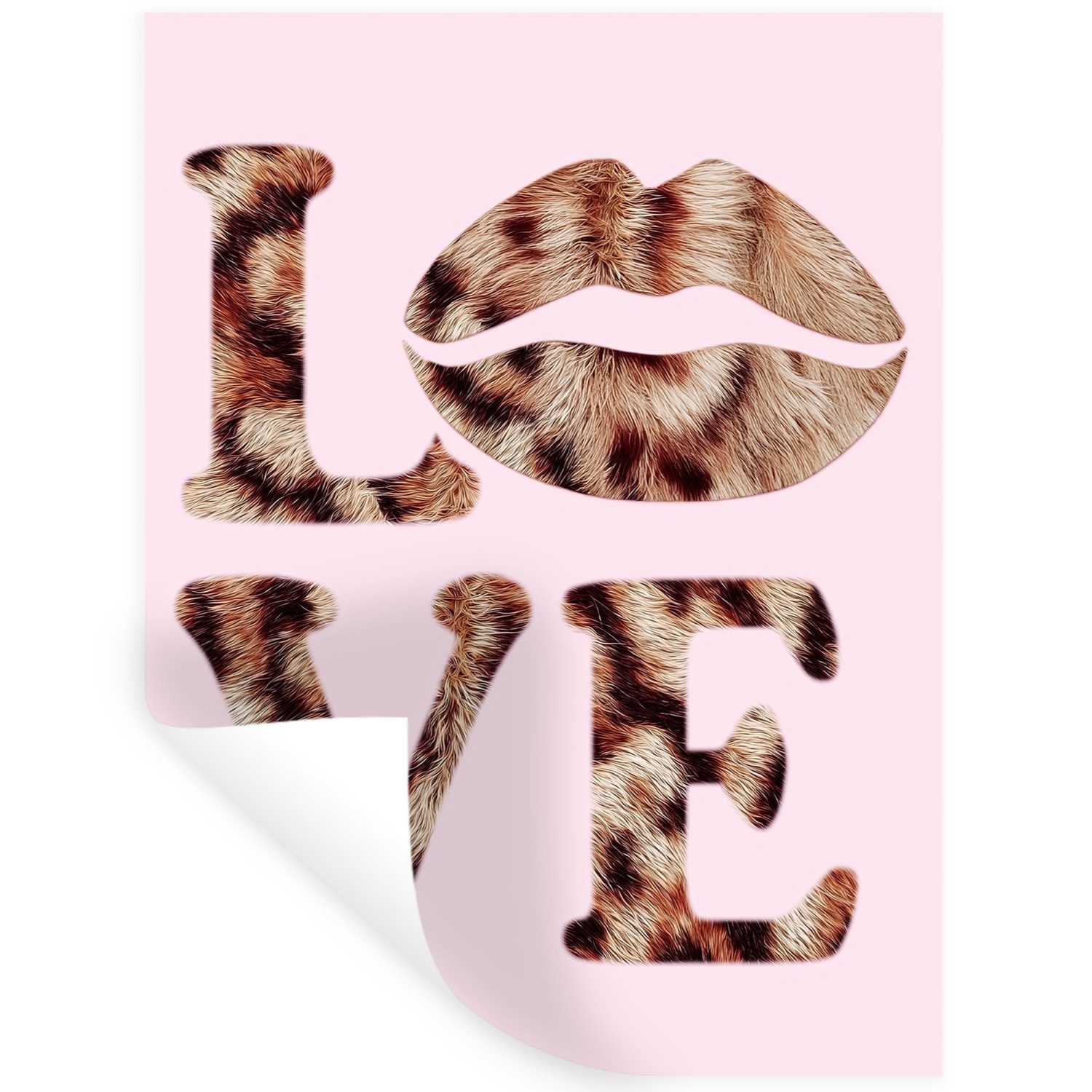 MuchoWow Wandsticker Text - Liebe - Panthermantel - Hellrosa (1 St), Wanddeko, Aufkleber, Wandtattoo, 90x120 cm