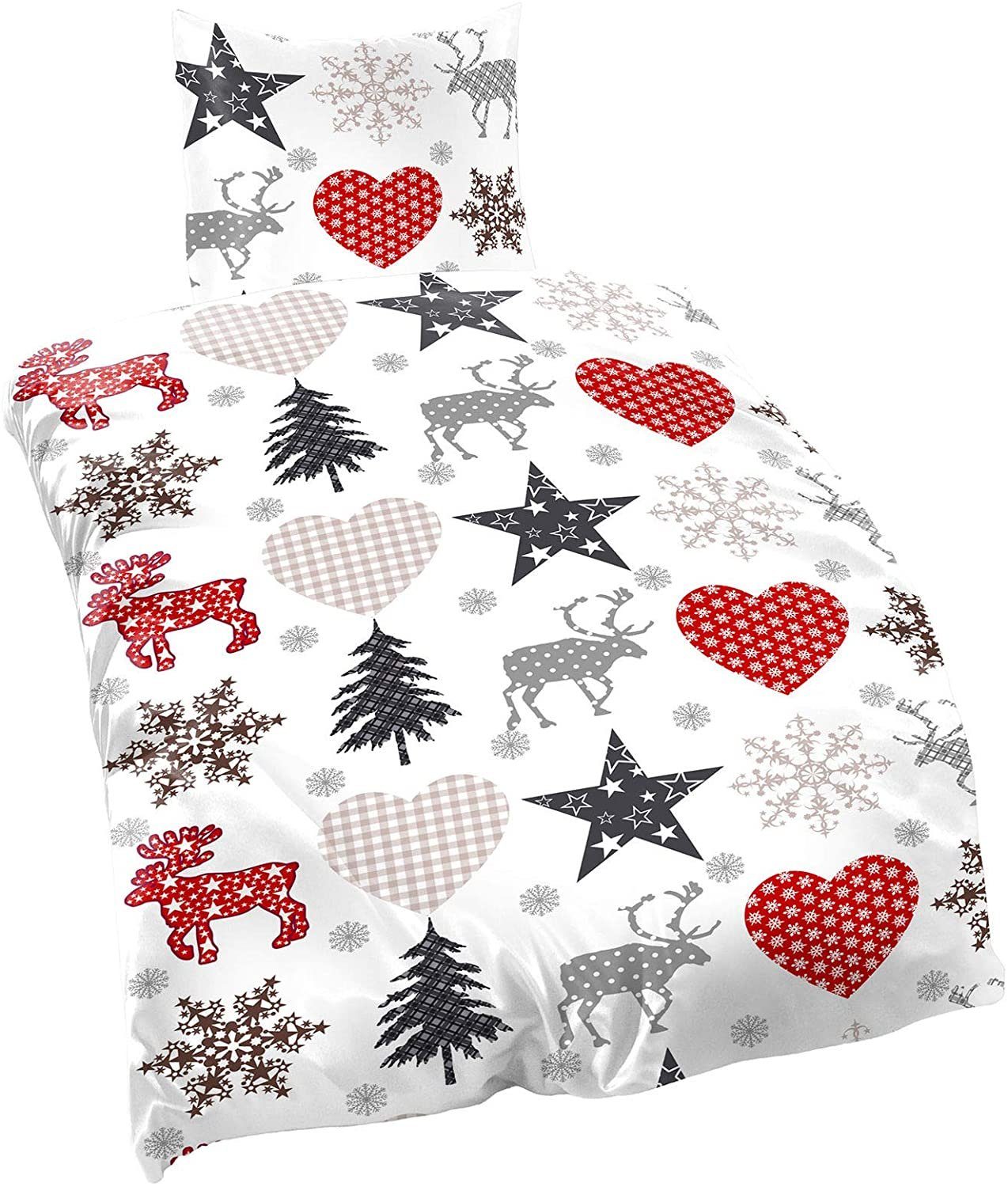 One Home Bettwäsche Varin, Fleece, 2 teilig, Thermofleece Winter Motiv