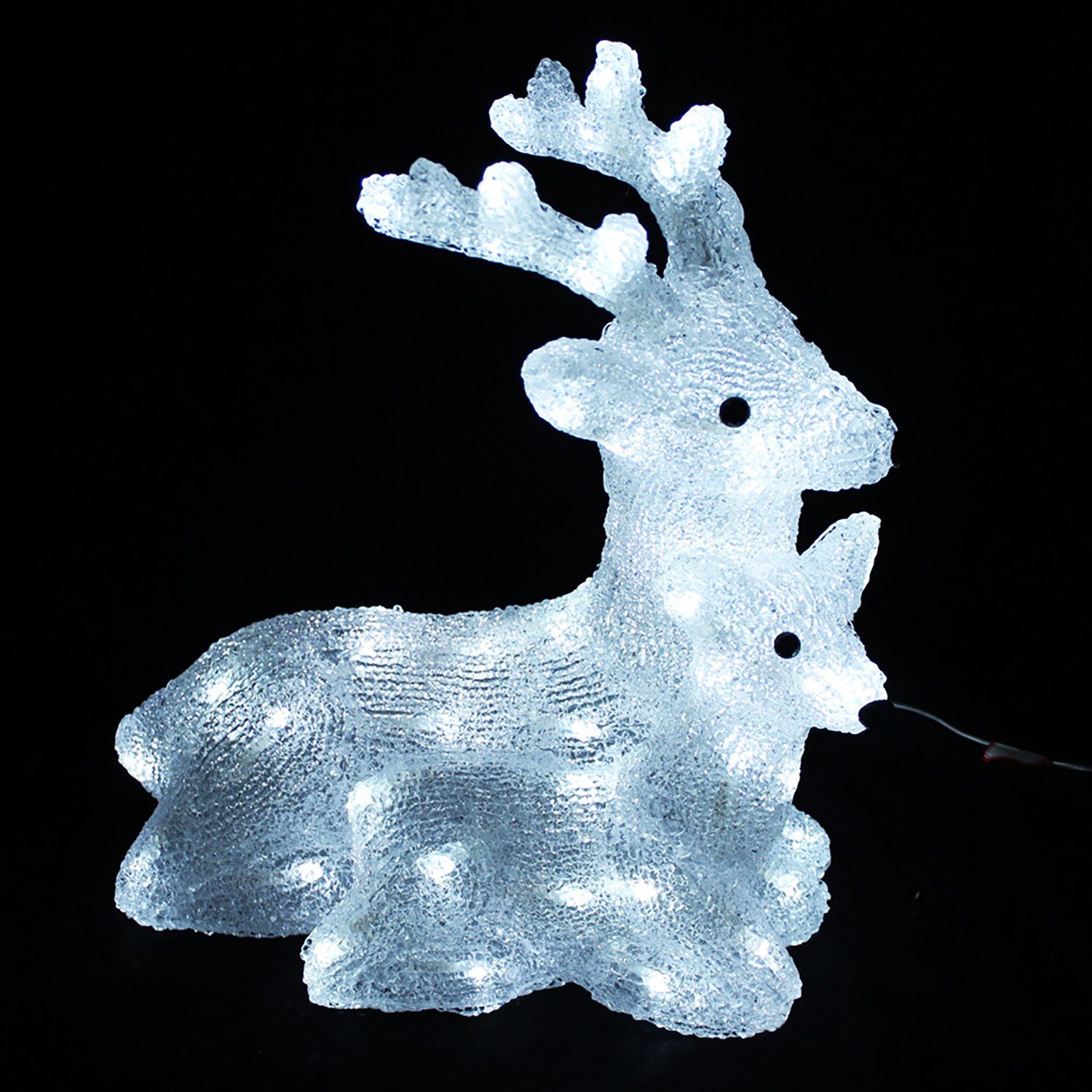 Hirsch mit Acryl Mojawo LEDs Außenbeleuchtung kaltweiß Lichtervorhang 60 Rehkitz