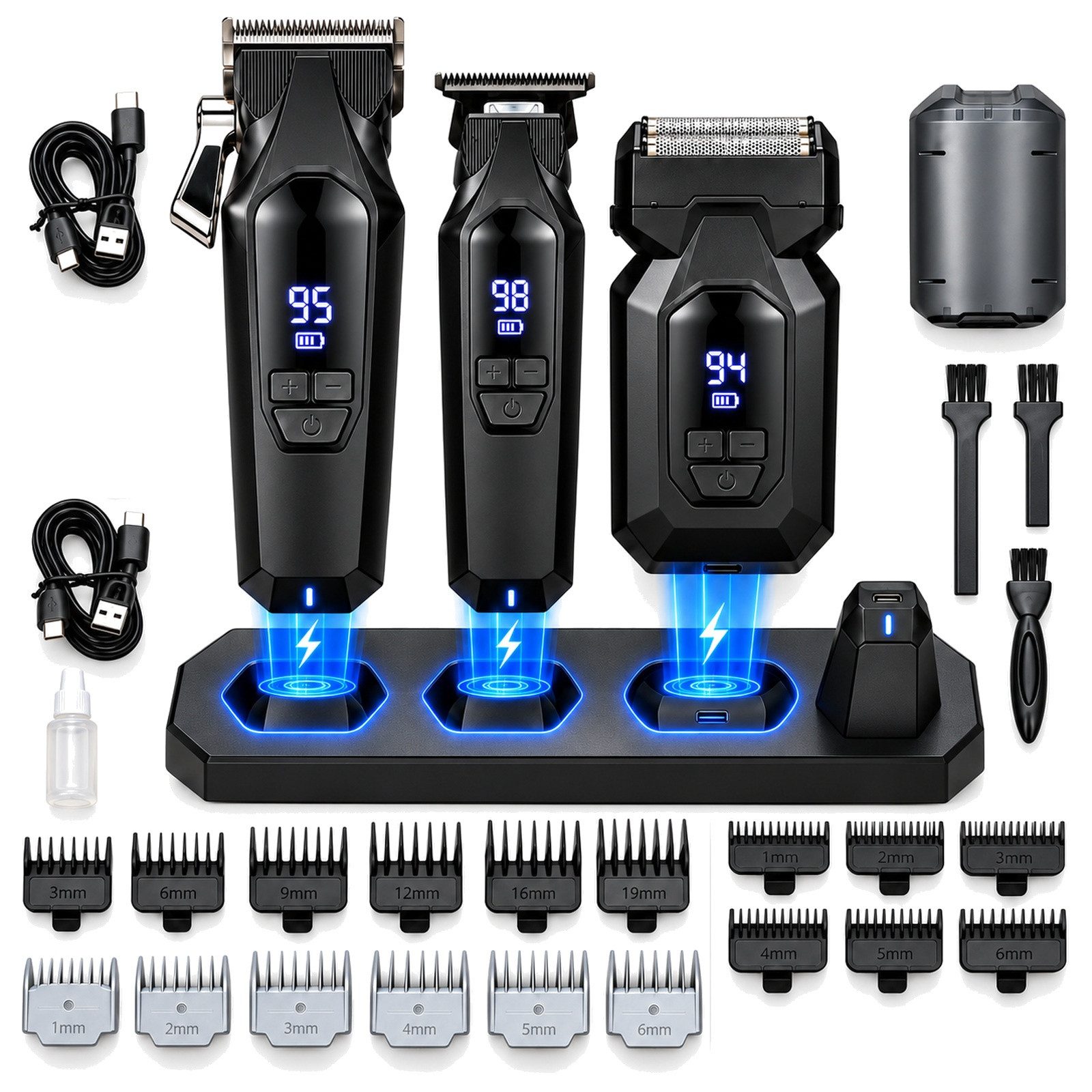Fyrove Haarschneider Profi Haarschneidemaschine Herren Barttrimmer Rasierer Set kabellos, Leiser Betrieb, lange …