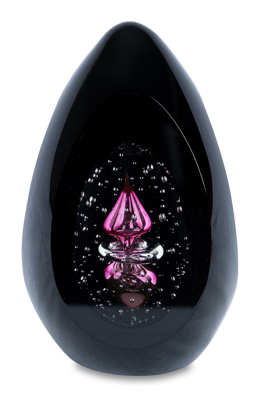 Levandeo® Skulptur, Design Glas Skulptur H15cm Schwarz Rosa Kunst Unikat Briefbeschwerer