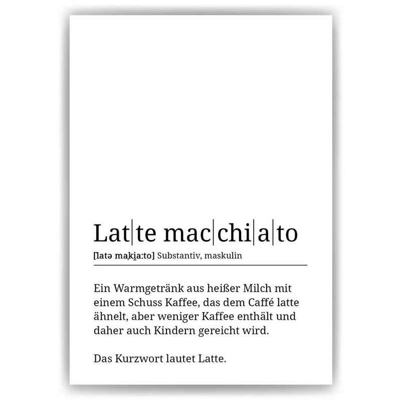 Tigerlino Poster Kaffeeliebhaber Geschenk Barista Kaffee Küche Wandbild Definition, Latte Macchiato