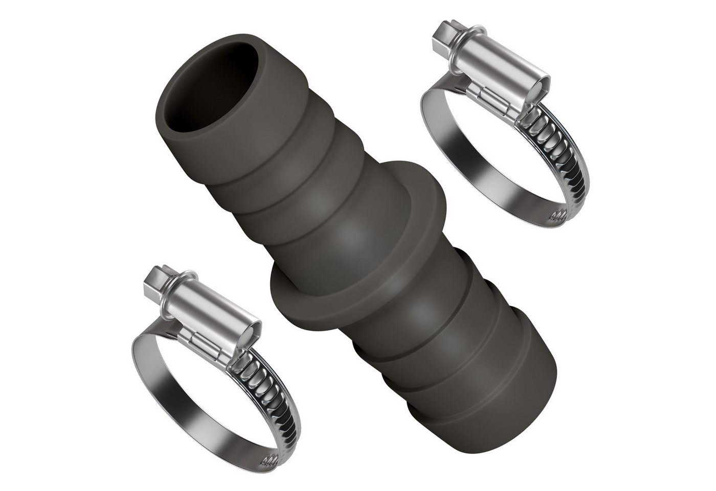 VIOKS Schlauchverbinder Verbindungsstück Ablauchschlauchverbinder, mit 2 Schlachschellen 18-28mm für Spül- und Waschmaschine