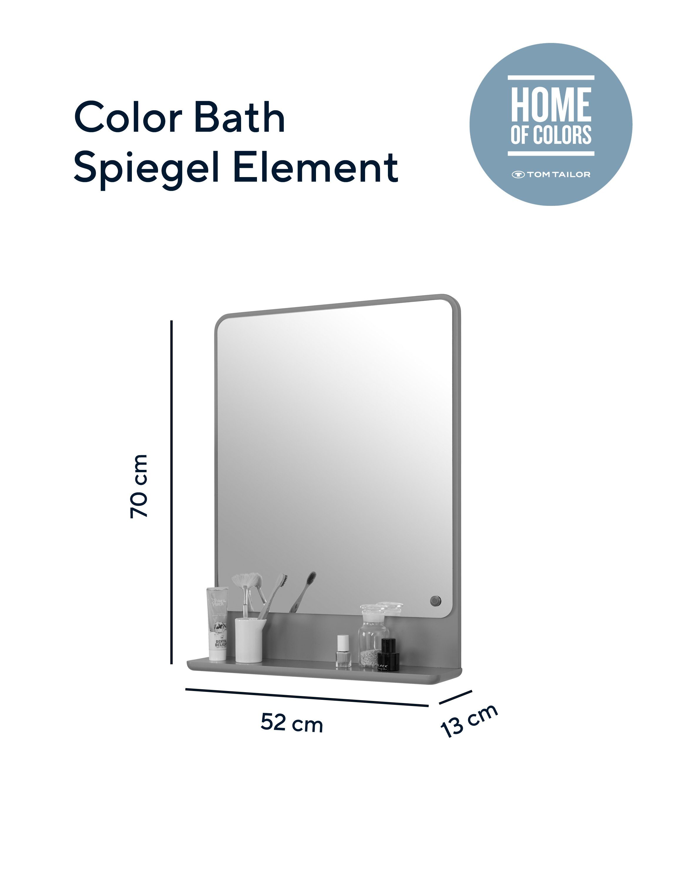 COLOR lackiertes - vielen 52 70 cm, x TAILOR Badspiegel MDF, 13 hochwertig sage076 x BATH Kanten gerundete TOM Farben in schönen - HOME Spiegelelement