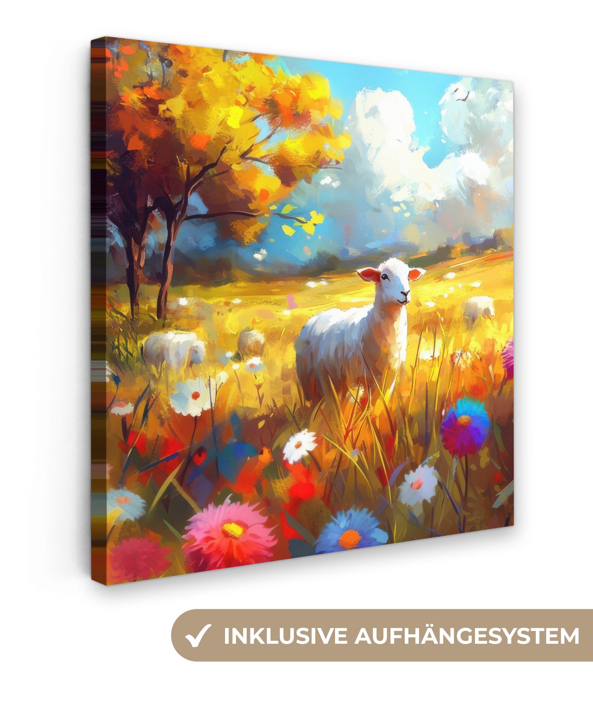 OneMillionCanvasses® Leinwandbild Schafe - Wiese - günstig online kaufen