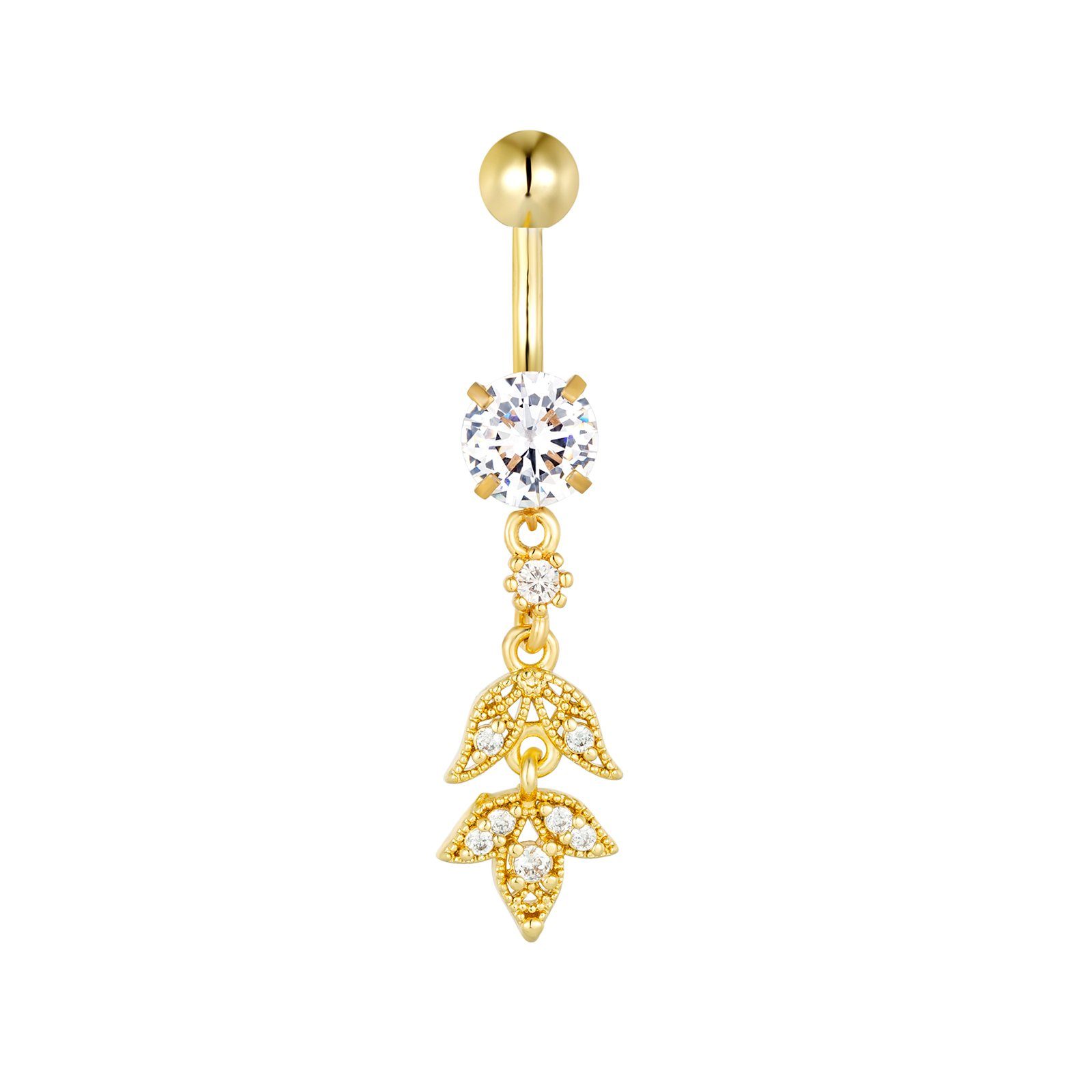 Bauchnabelpiercing Edelstahl Bananabell Anhänger Blättern HB555