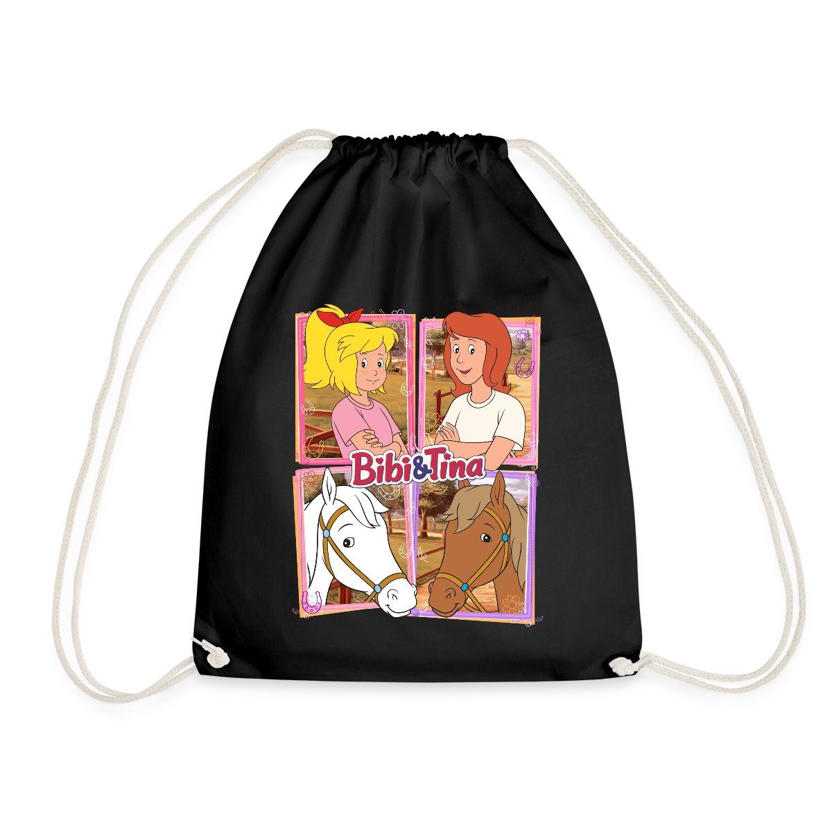 Spreadshirt Turnbeutel Bibi Und Tina Mit Amadeus Und Sabrina Kachelmotiv Turnbeutel (1-tlg)