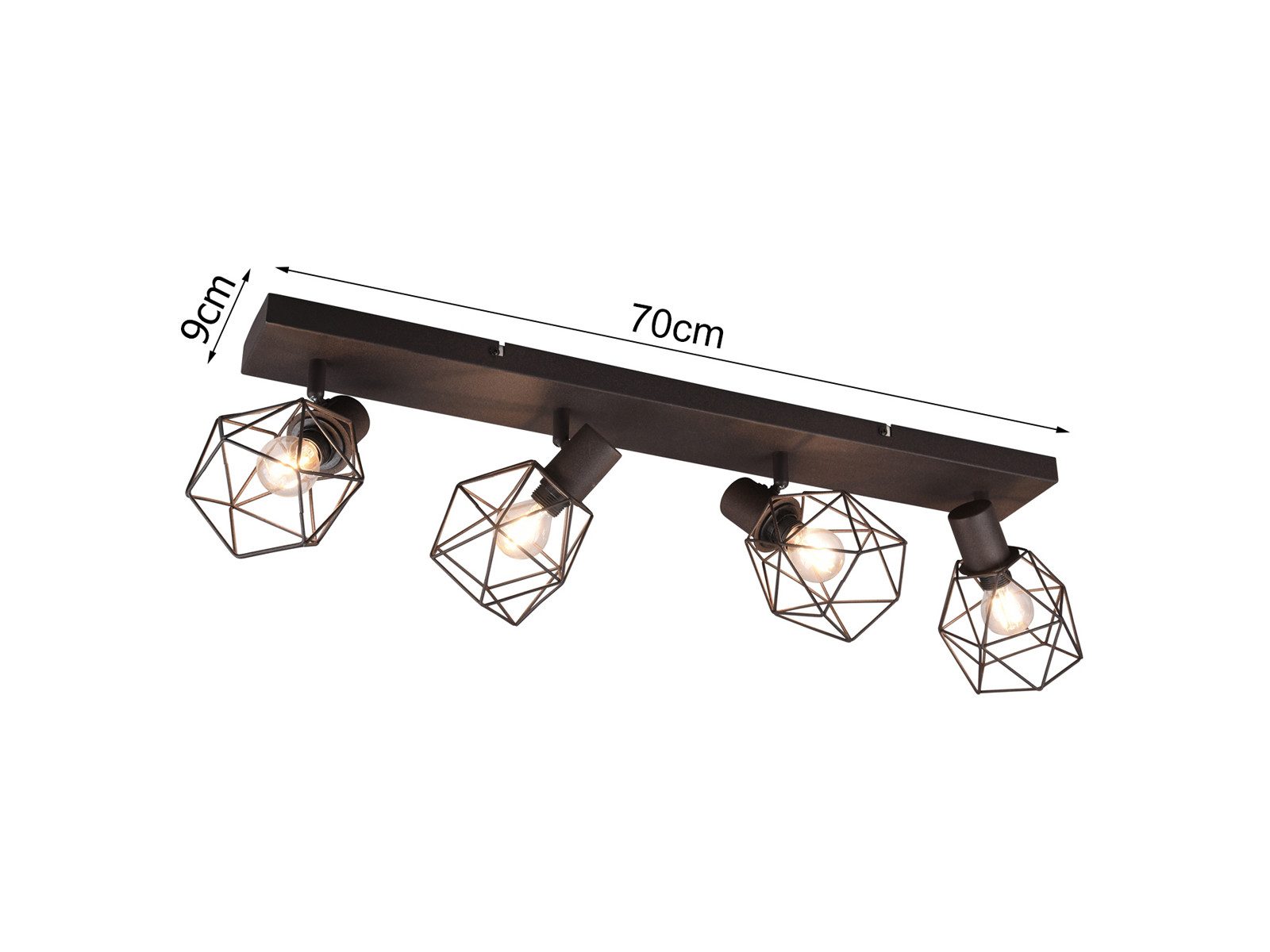 meineWunschleuchte Deckenstrahler E14 Gitter-Lampenschirme, Breite 70cm, ohne Leuchtmittel, Industrial Deckenlampe 4-flammig, innen Strahler schwenkbar