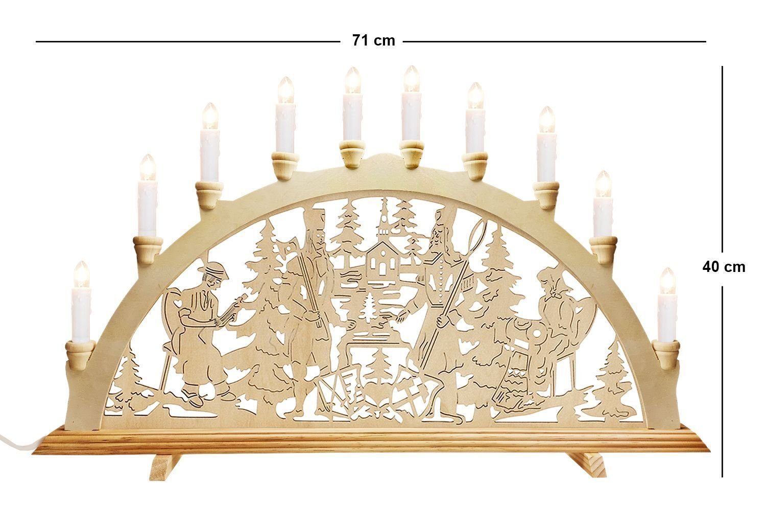 Dekoteam24 Schwibbogen Schwibbogen 10 flammig Holz - - filigran Bergleute