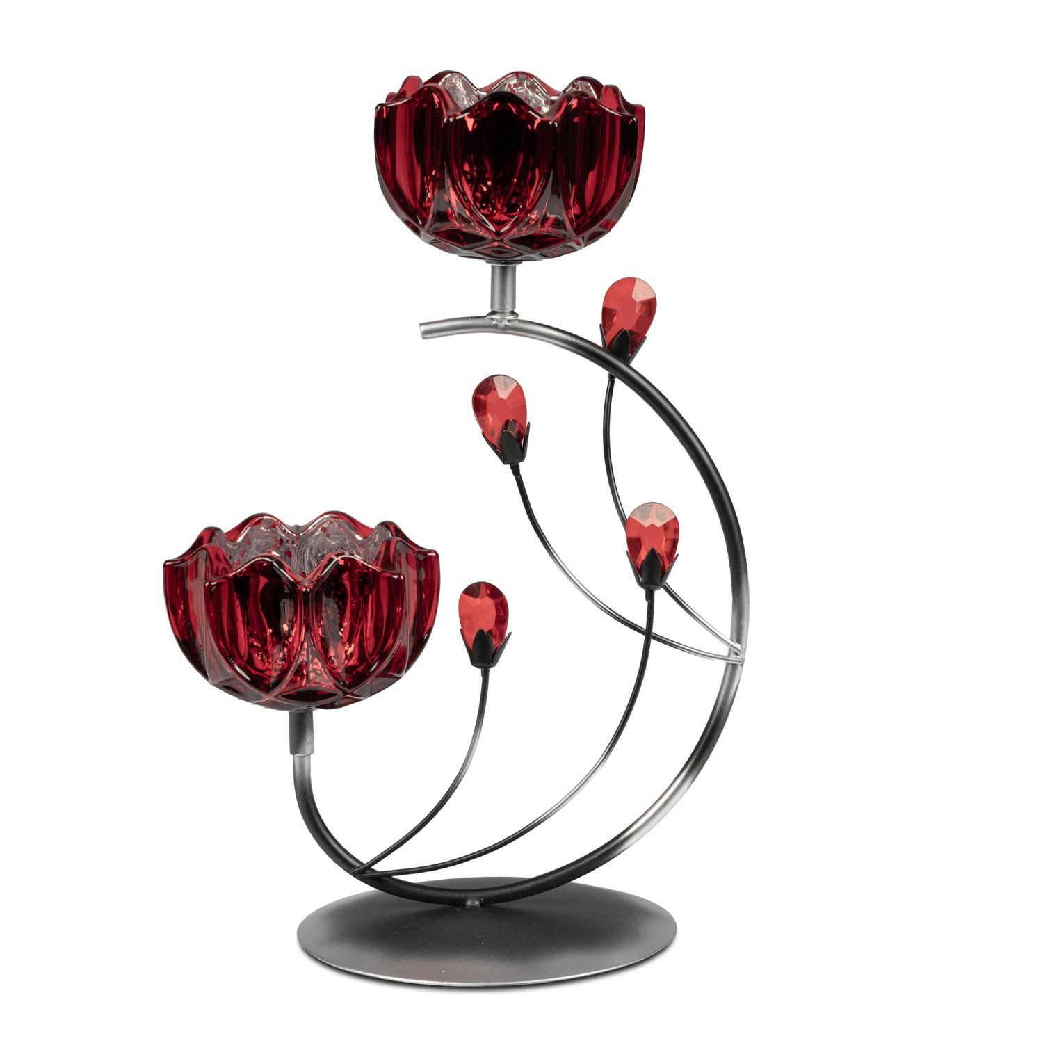 formano Windlicht Winterzeit, Höhe: 28cm, Farbe: Rot, Motiv: Blume