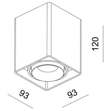 Deko-Light Deckenspot Dekorative Deckenaufbauleuchte Mona I aus Aluminium Druckguss in schwa, keine Angabe, Leuchtmittel enthalten: Nein, warmweiss, Deckenstrahler, Deckenspot, Aufbaustrahler