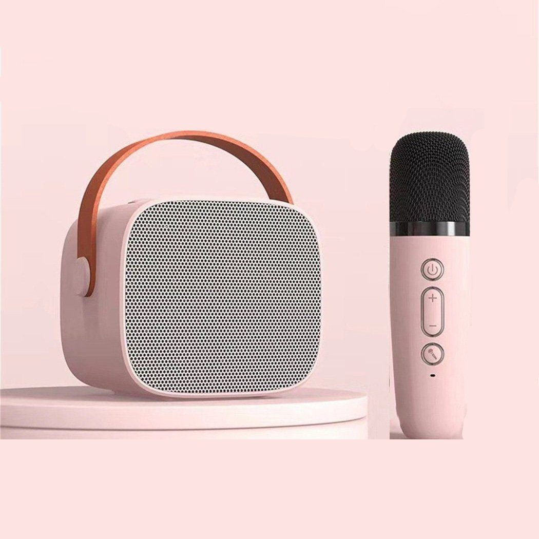 DAYUT Tragbares Mini-Lautsprechermikrofon-Set, rosa Lautsprecher