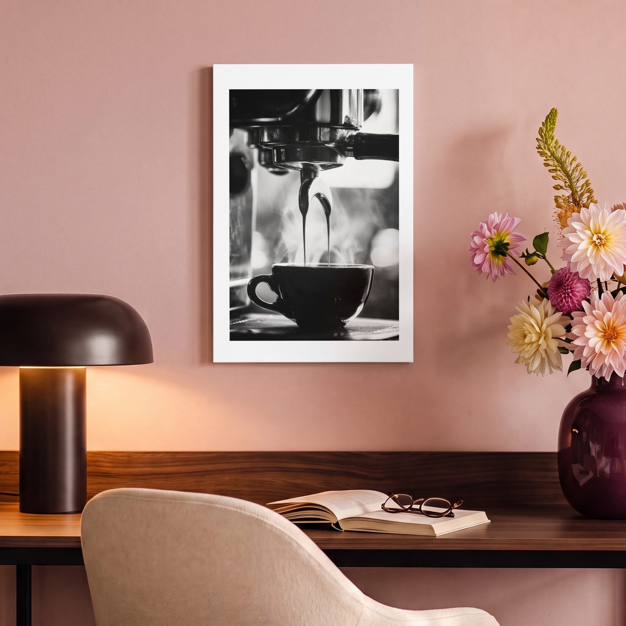 OneMillionCanvasses® Leinwandbild Kaffee - Espresso - Kaffeemaschine - Tasse - Küche, Fotodruck (1 St), Wandbilder für Esszimmer, Wanddeko Bilder Küche 20x30 cm – Bild 4 von 5