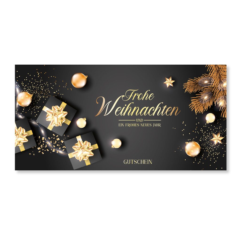 cosmeticPlus Geschenkkarte 50 Weihnachts-Gutscheinkarten (zum Verkaufen), glänzende Vorderseite