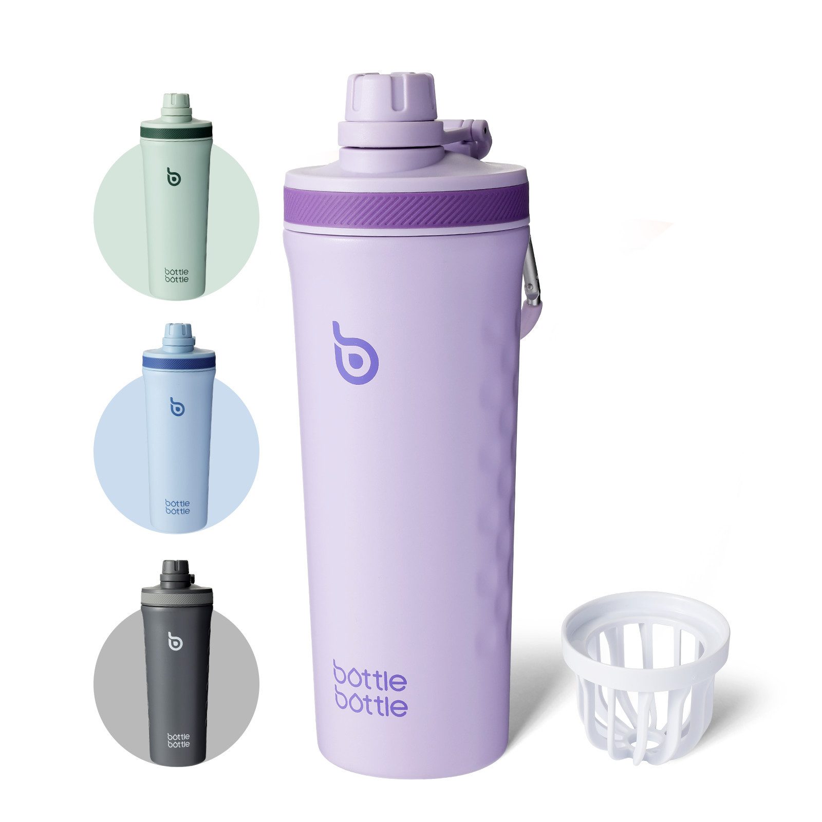 BOTTLE BOTTLE Trinkflasche Shaker Edelstahl Trinkflasche 26oz mit Mischkugel, Protein Shaker für Eiweiß & Fitness, doppelwandig, auslaufsicher
