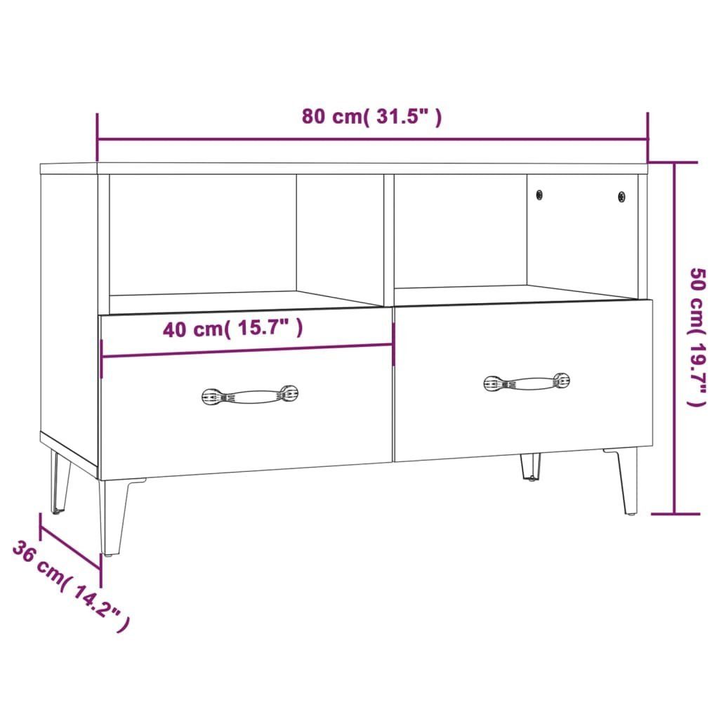 80x36x50 Holzwerkstoff Hochglanz-Weiß TV-Schrank vidaXL cm TV-Schrank (1-St)