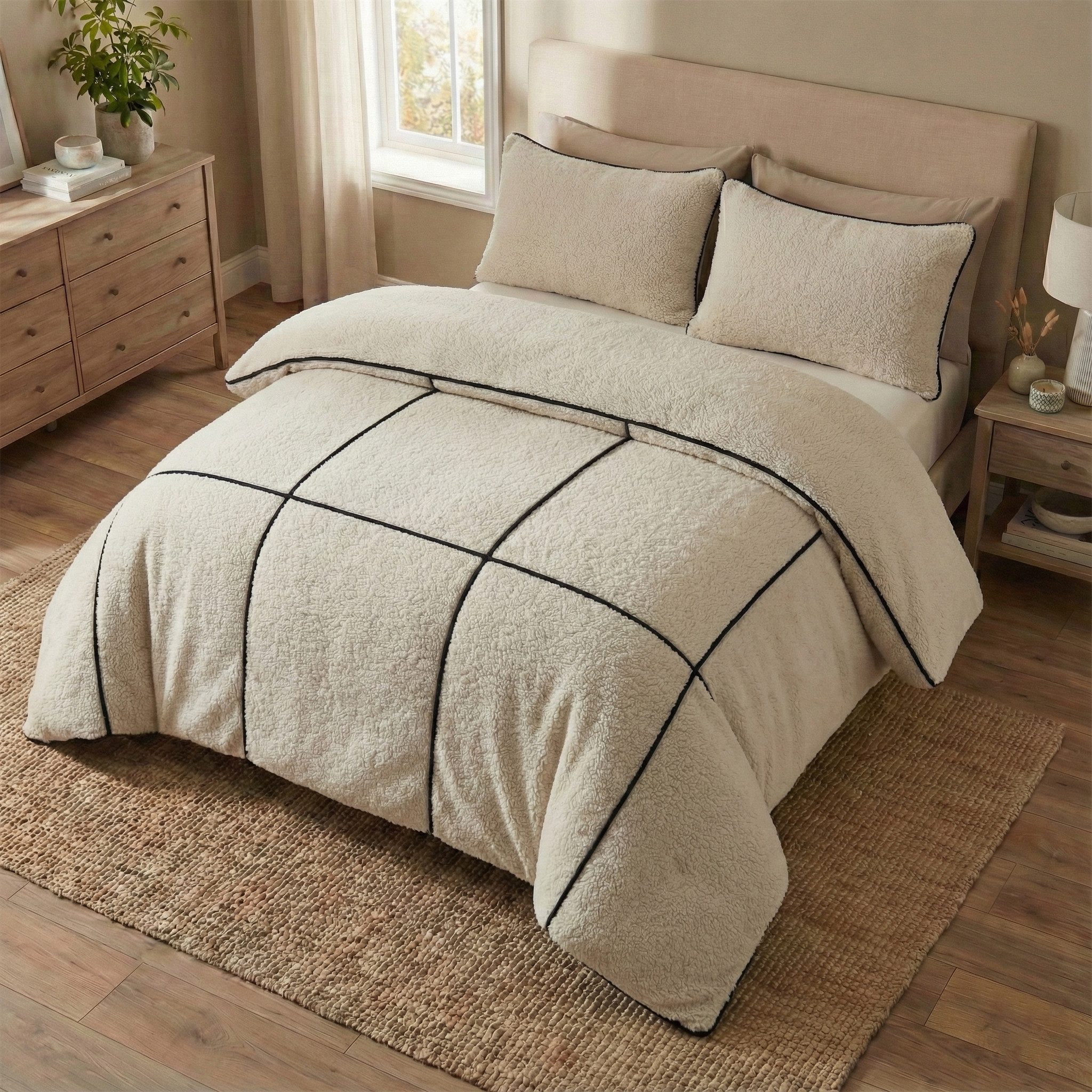 Sitheim-Europe Bettwäsche TRIM Teddy Bettbezug mit Kissenbezug, Mikrofaser, 3 teilig
