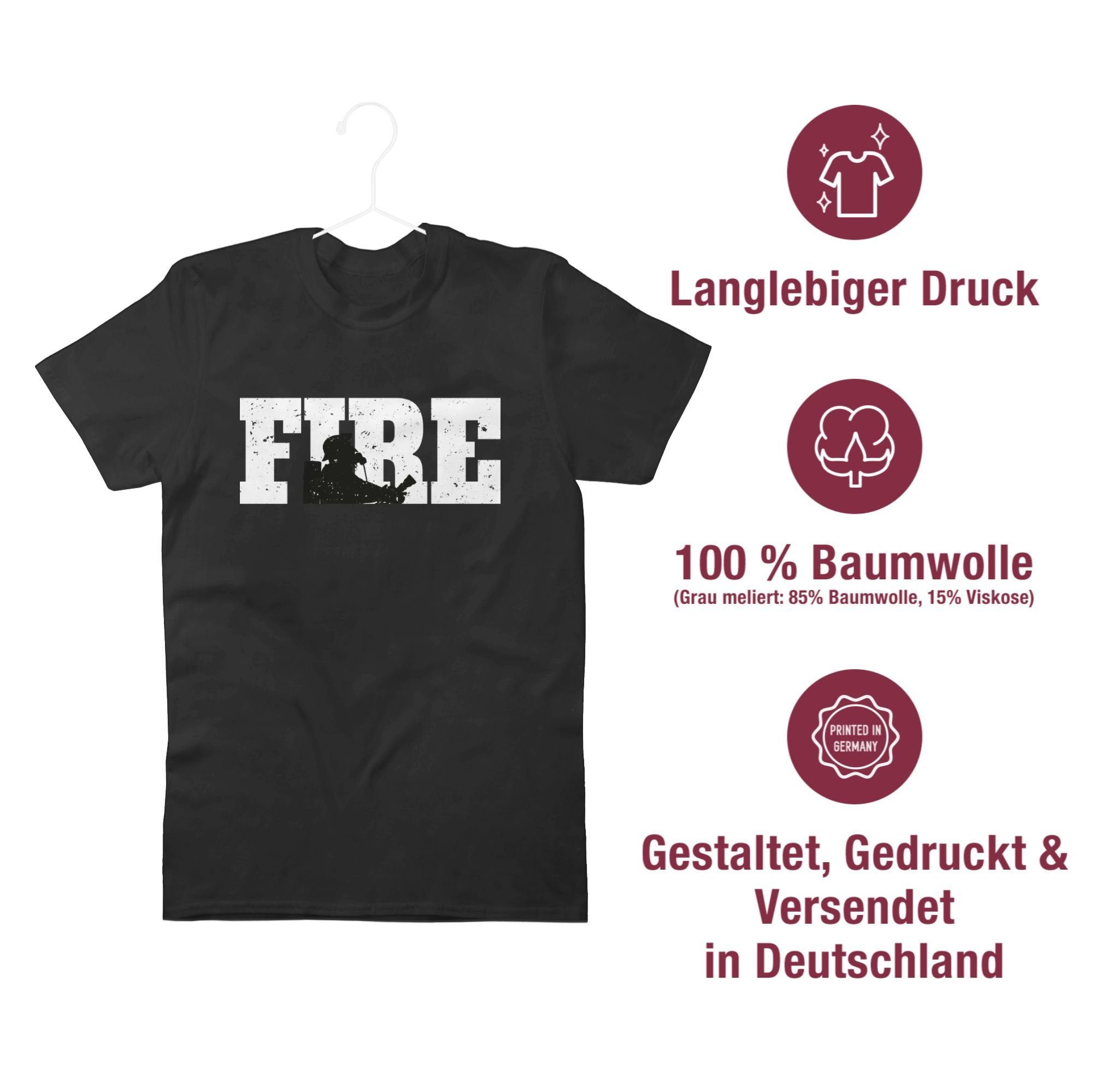 Feuerwehr T-Shirt 2 Fire Schwarz Shirtracer