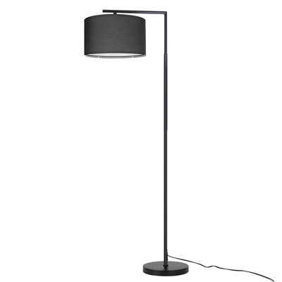 Nettlife Stehlampe Wohnzimmer Schwarz Stehleuchte Stoffschirm Bogenlampe E27 Leselampe, mit Fußschalter, LED wechselbar, Schlafzimmer Büro Esszimmer, 180° Verstellbarer Lampenkopf