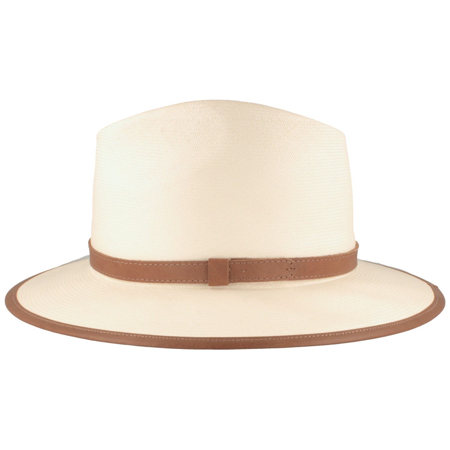Breiter Strohhut Monte Cristi Panama Traveller mit Ledergarnitur und Einfass UPF 50+