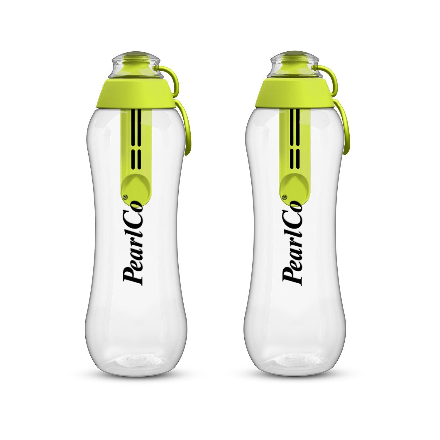 PearlCo Trinkflasche Zwei Trinkflaschen mit Filter 0,5 Liter grün
