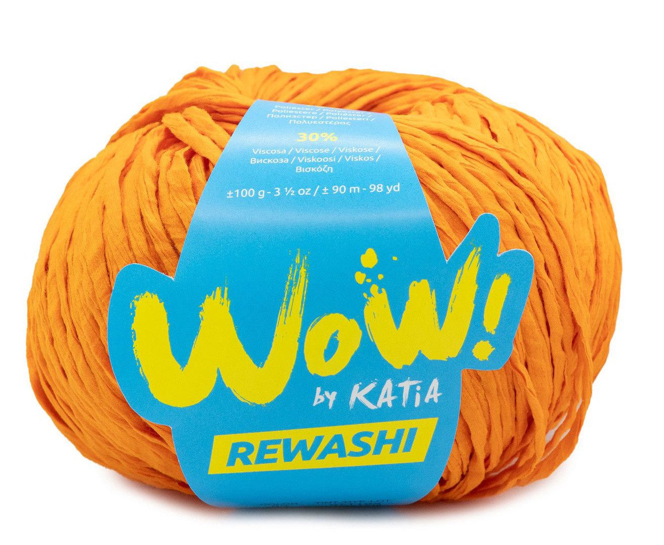 Katia Wow Rewashi Bändchengarn Häkelwolle, 90,00 m (Wolle für Tasche häkeln, für Körbe, Strickgarn, Strickwolle, Nadelstärke 6-6,5mm), 70% Polyester, 30% Viskose