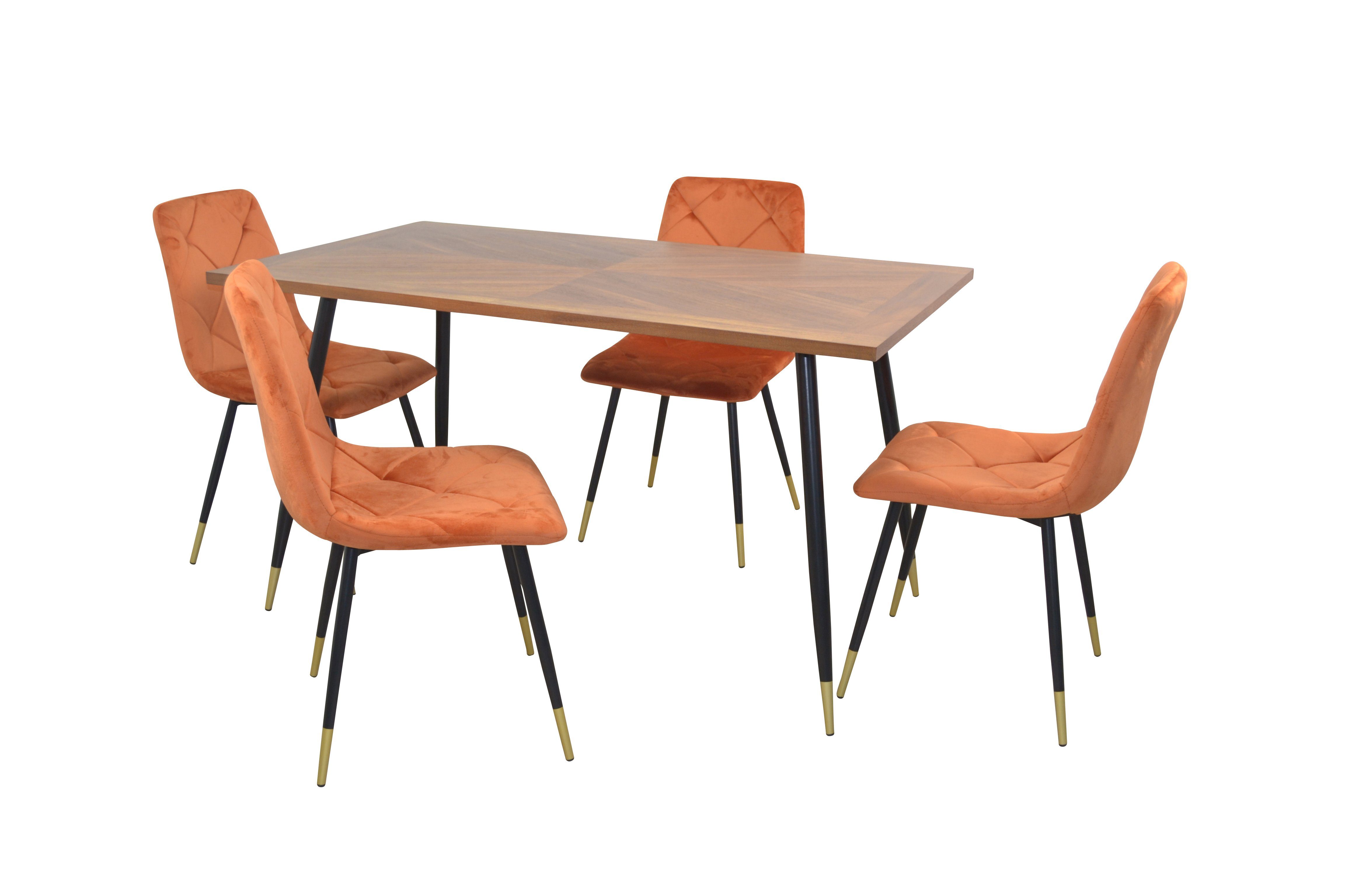 Essgruppe Stühle) (Spar-Set, Esstisch vier moebel-direkt-online 5tlg., und terra