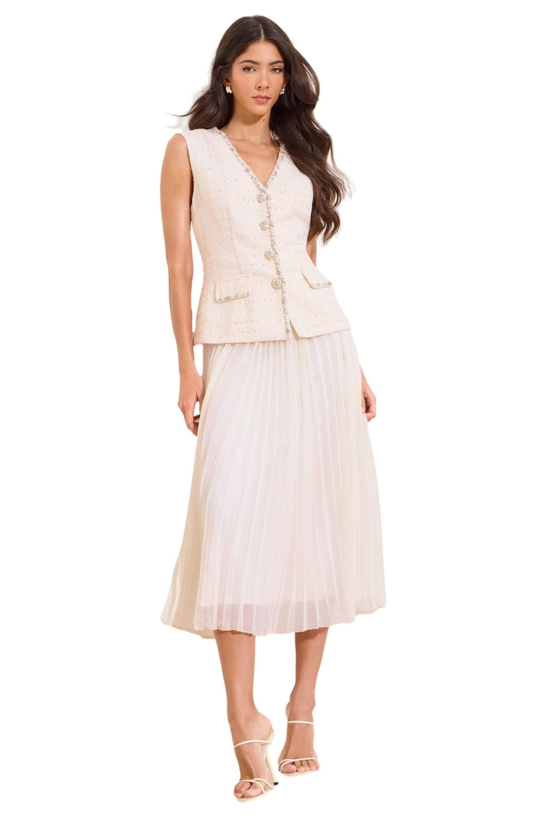 Midikleid Premium Midikleid aus Bouclé mit V-Ausschnitt