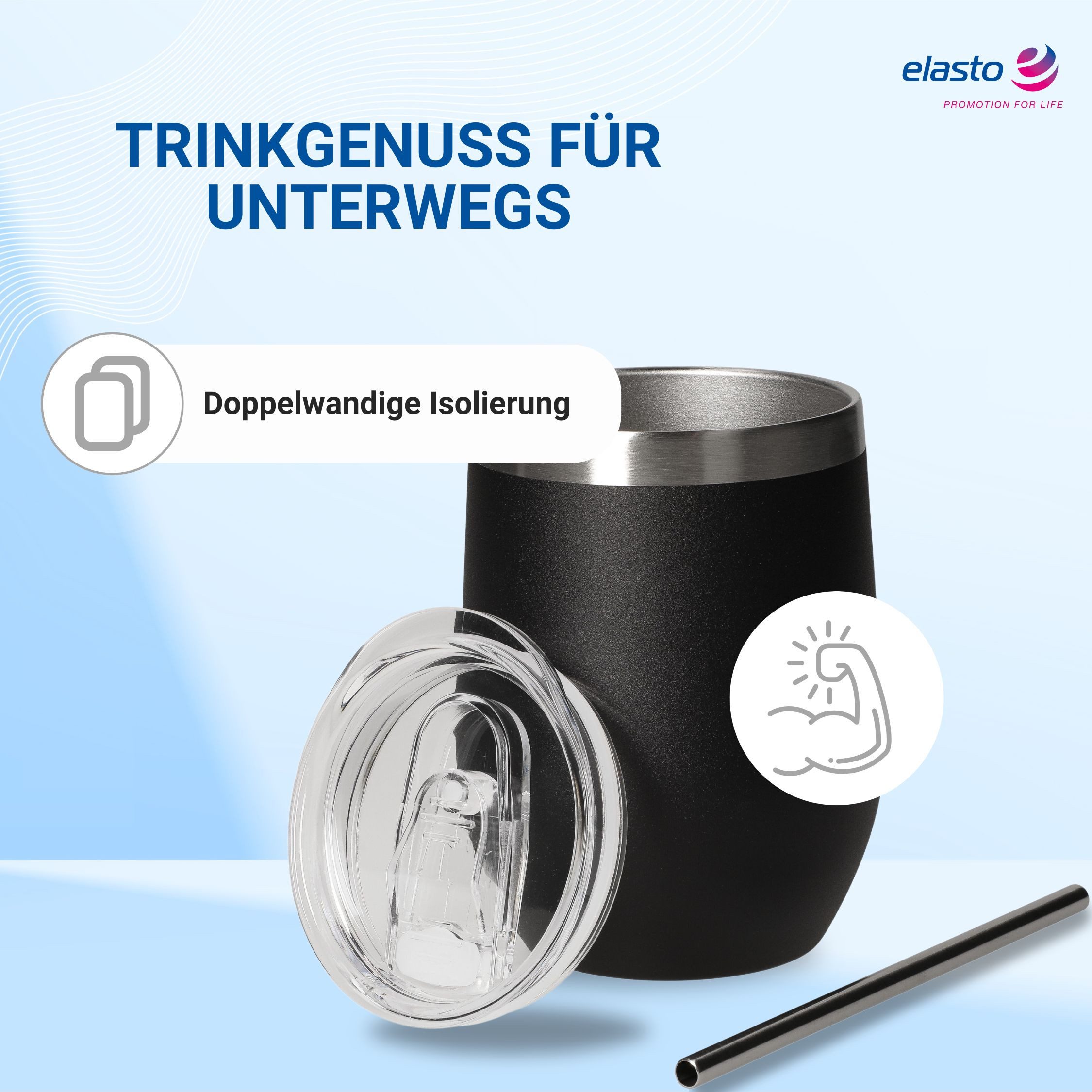 elasto Becher Weinbecher 350 ml Vinova Edelstahl Trinkbecher To Go, robust, spülmaschinengeeignet, Sommer, Geschenk – Bild 4 von 5