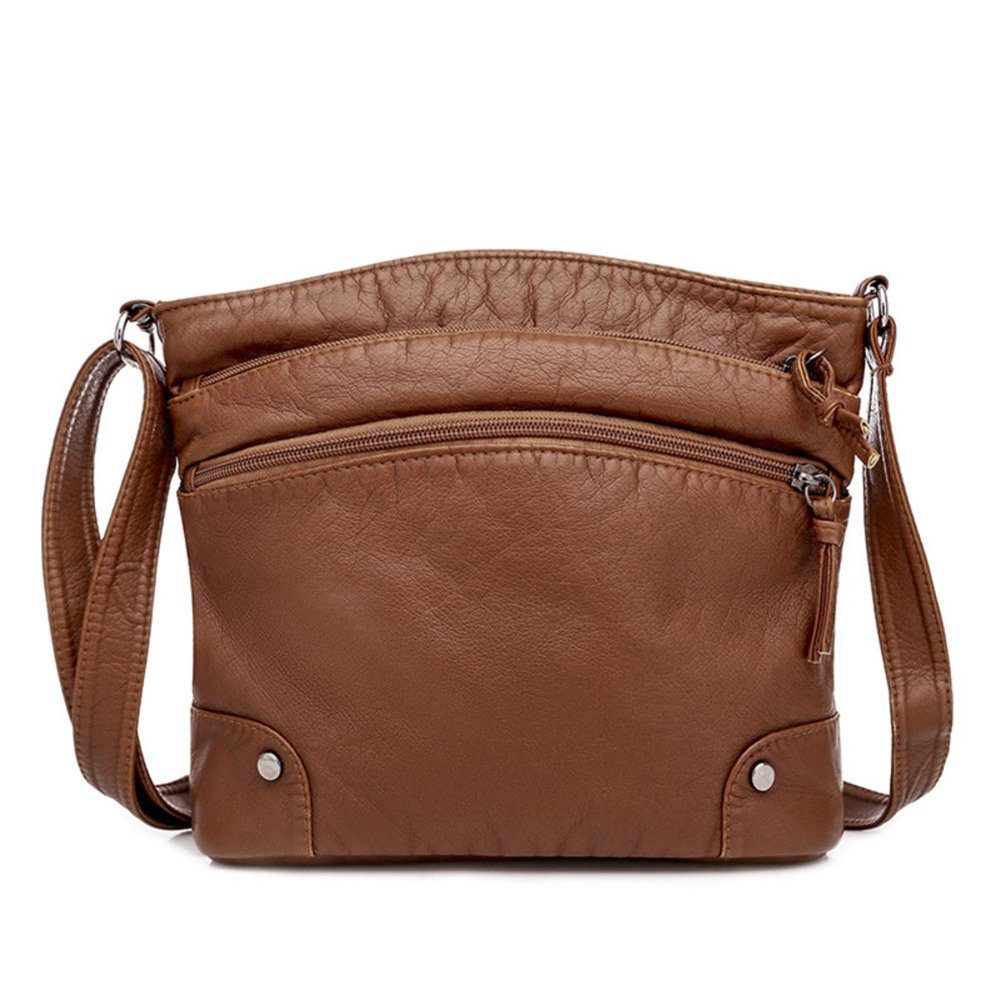 Blusmart Umhängetasche Retro-Umhängetasche Aus PU-Leder, Leicht, Wasserdicht, Crossbody Bag brown