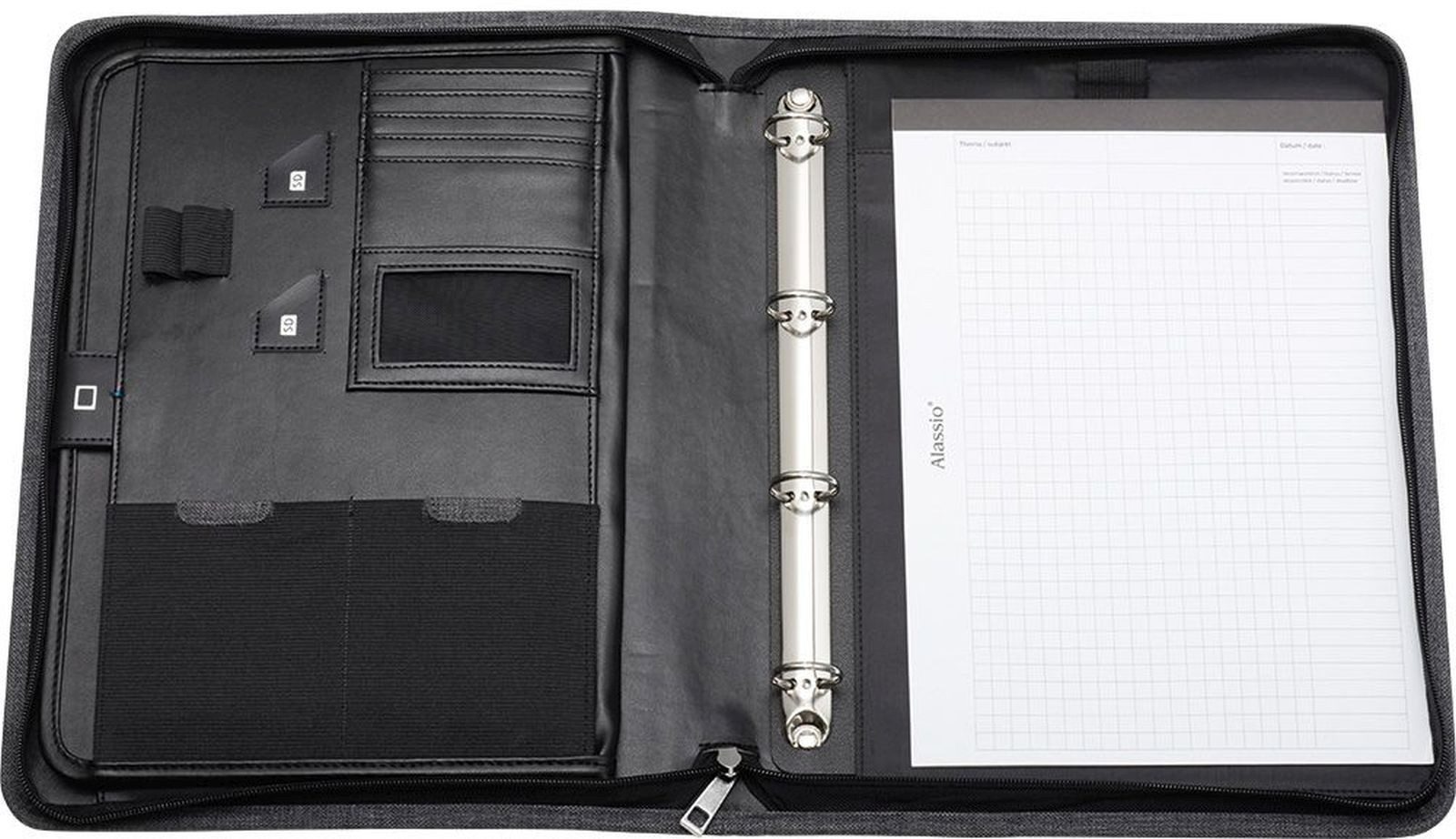Alassio® Schreibmappe Orgamappe A4 Lazio 285x360x50mm Polyester grau