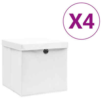 vidaXL Aufbewahrungsbox Aufbewahrungsboxen mit Deckeln 4 Stk. 28x28x28 cm Weiß