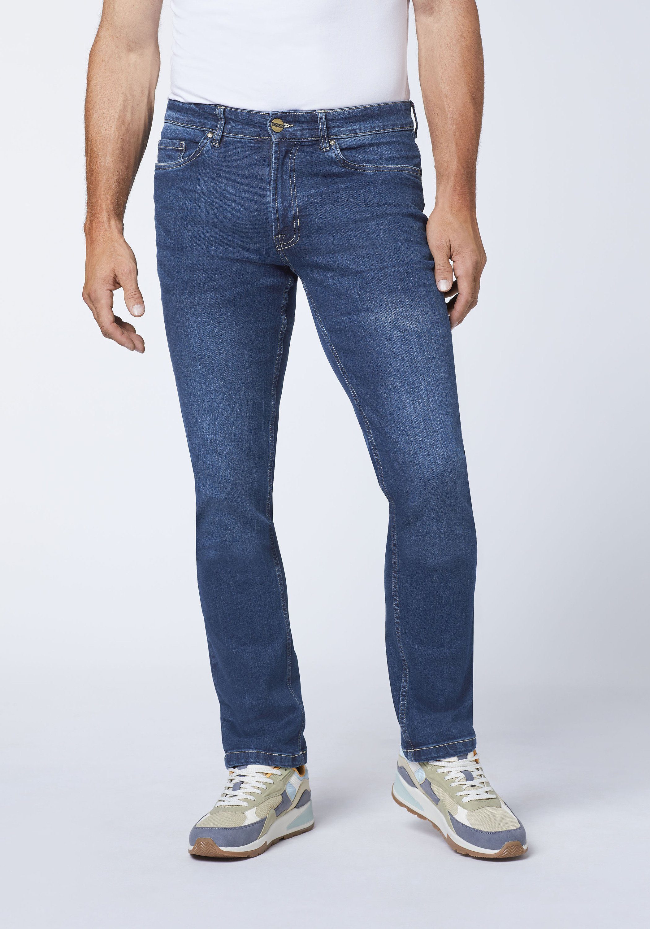 Oklahoma Jeans blauen (1-tlg) Denim aus Straight-Jeans