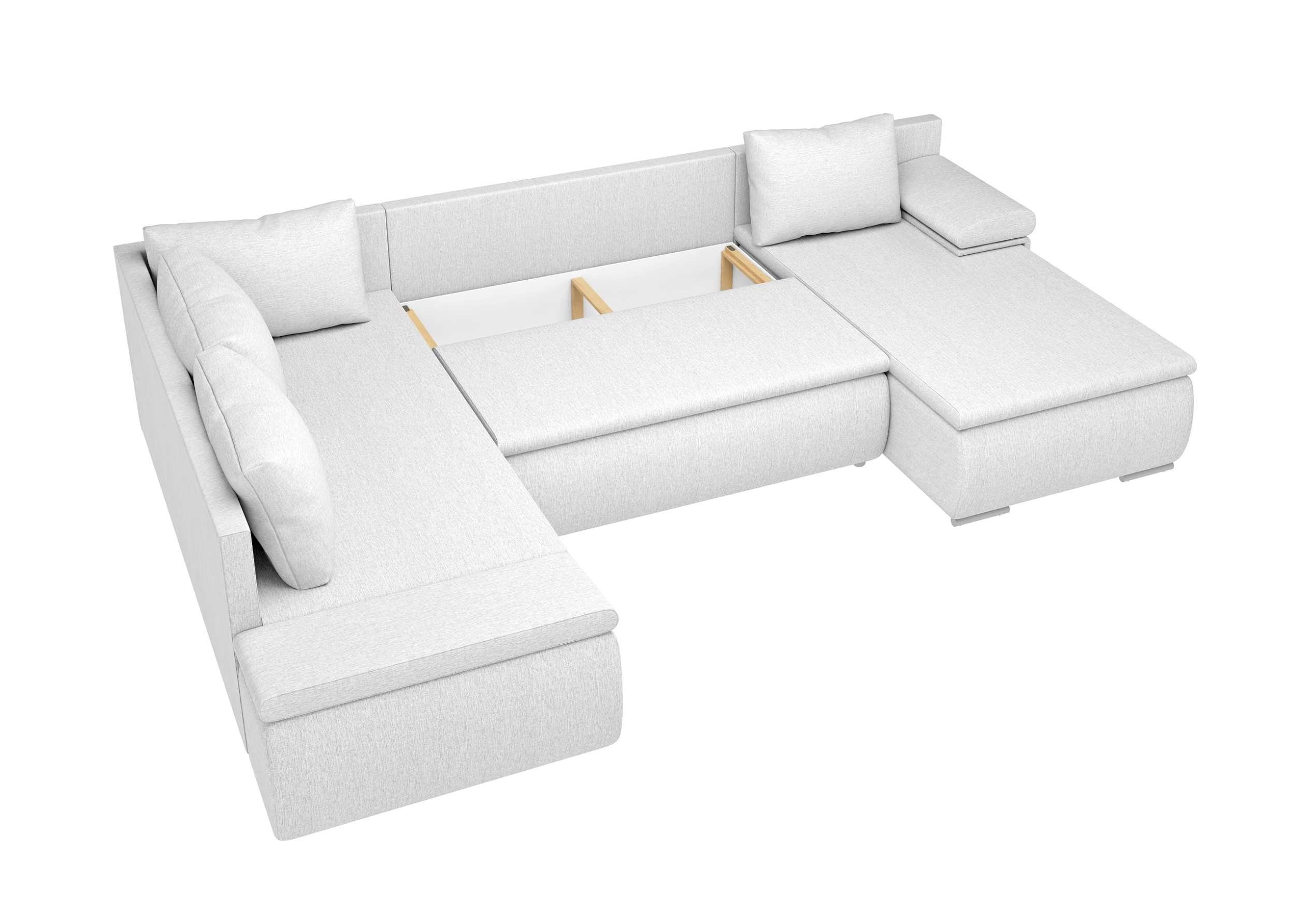 Stylefy Wohnlandschaft Nessi, Sofa, rechts oder stellbar, Wellenfederung frei mit Bettfunktion im Modern Bettkasten, und mane Design, links bestellbar, mit U-Form, Raum