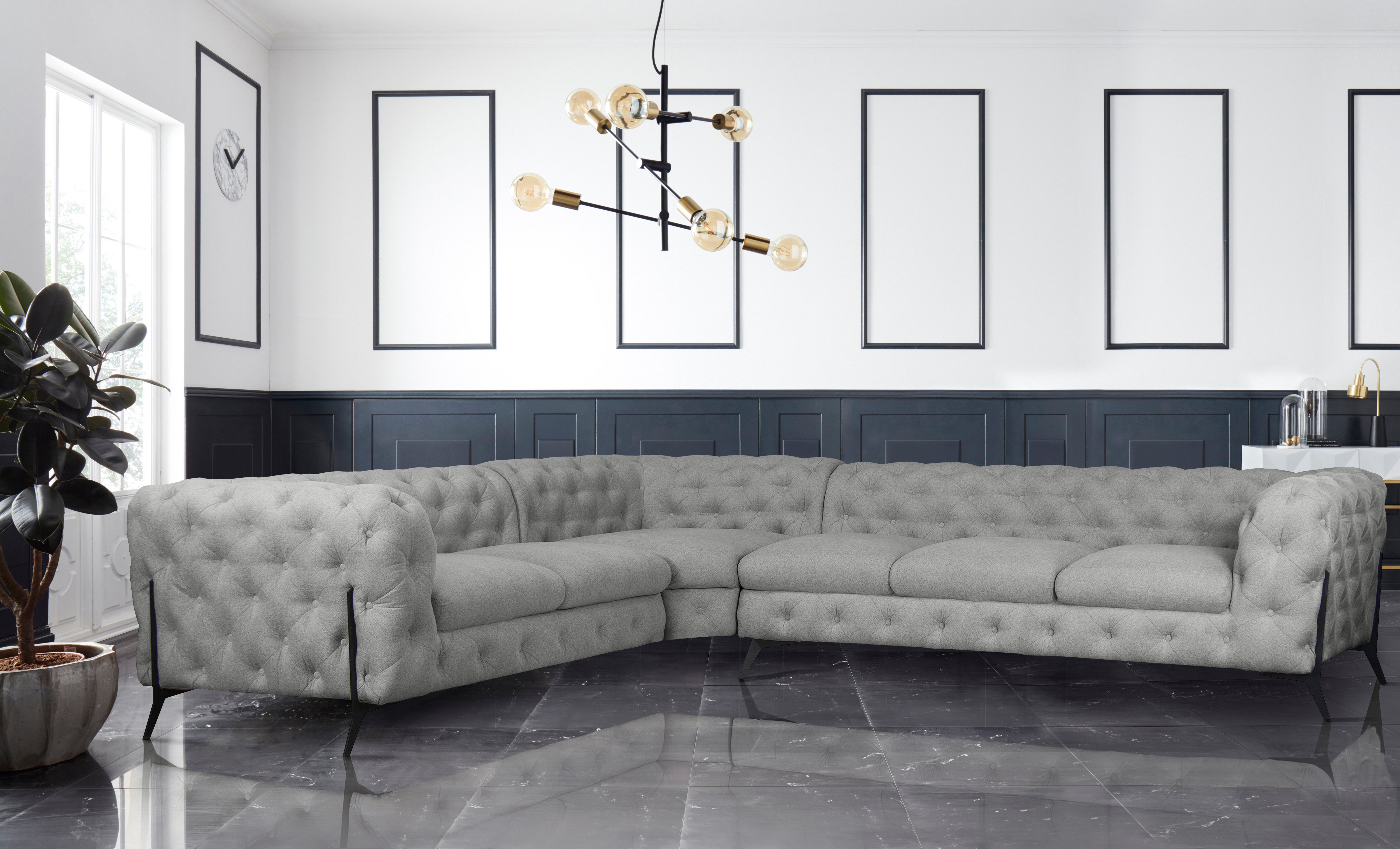 Leonique Chesterfield-Sofa Amaury L-Form, großes Ecksofa, günstig online kaufen